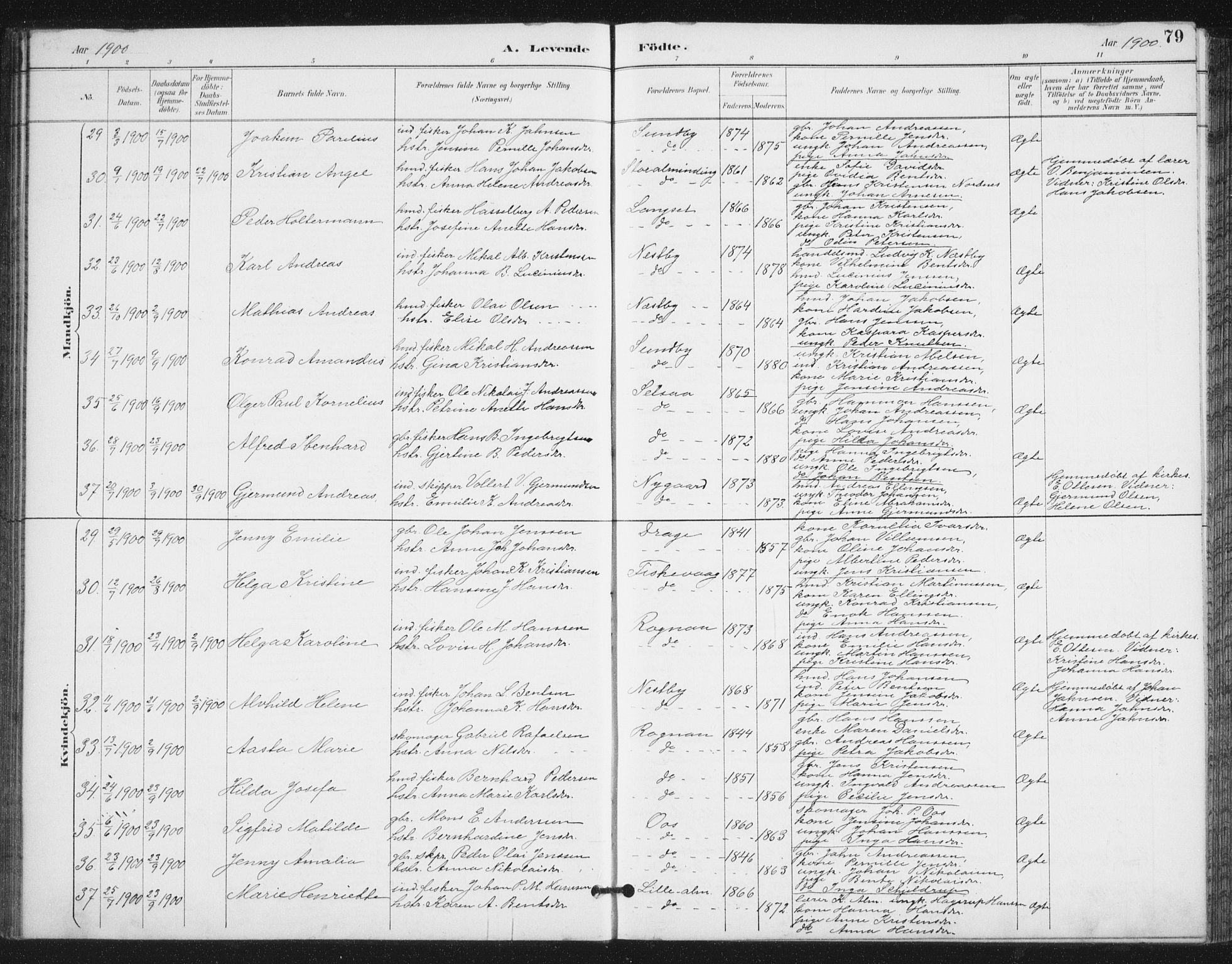 Ministerialprotokoller, klokkerbøker og fødselsregistre - Nordland, AV/SAT-A-1459/847/L0682: Parish register (copy) no. 847C10, 1889-1907, p. 79