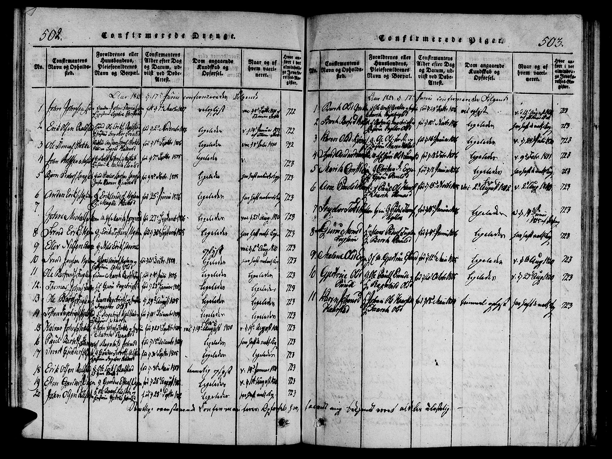 Ministerialprotokoller, klokkerbøker og fødselsregistre - Sør-Trøndelag, SAT/A-1456/695/L1141: Parish register (official) no. 695A04 /1, 1816-1824, p. 502-503