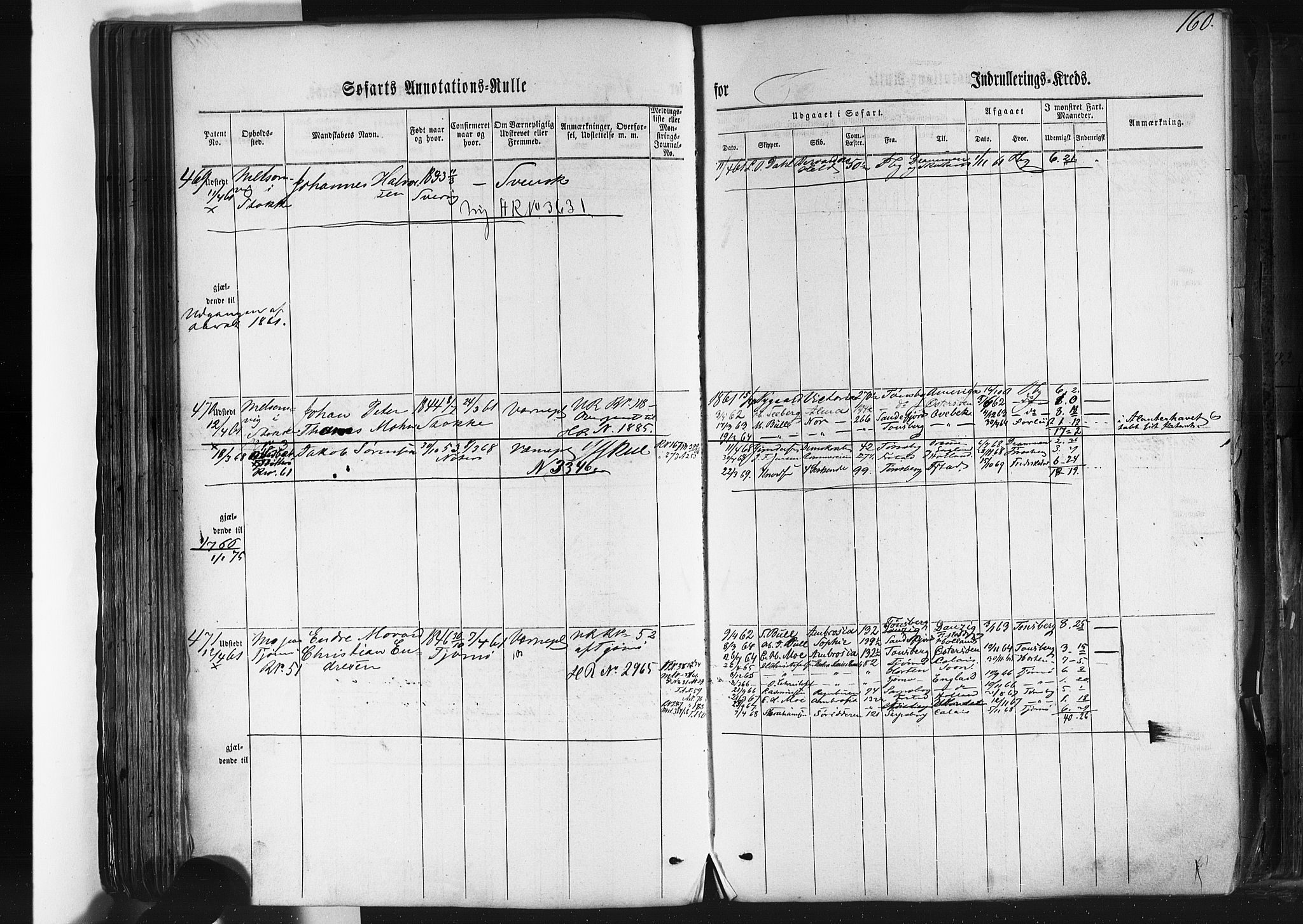 Tønsberg innrulleringskontor, AV/SAKO-A-786/F/Fb/L0001: Annotasjonsrulle Patent nr. 1-1724, 1860-1868, p. 167