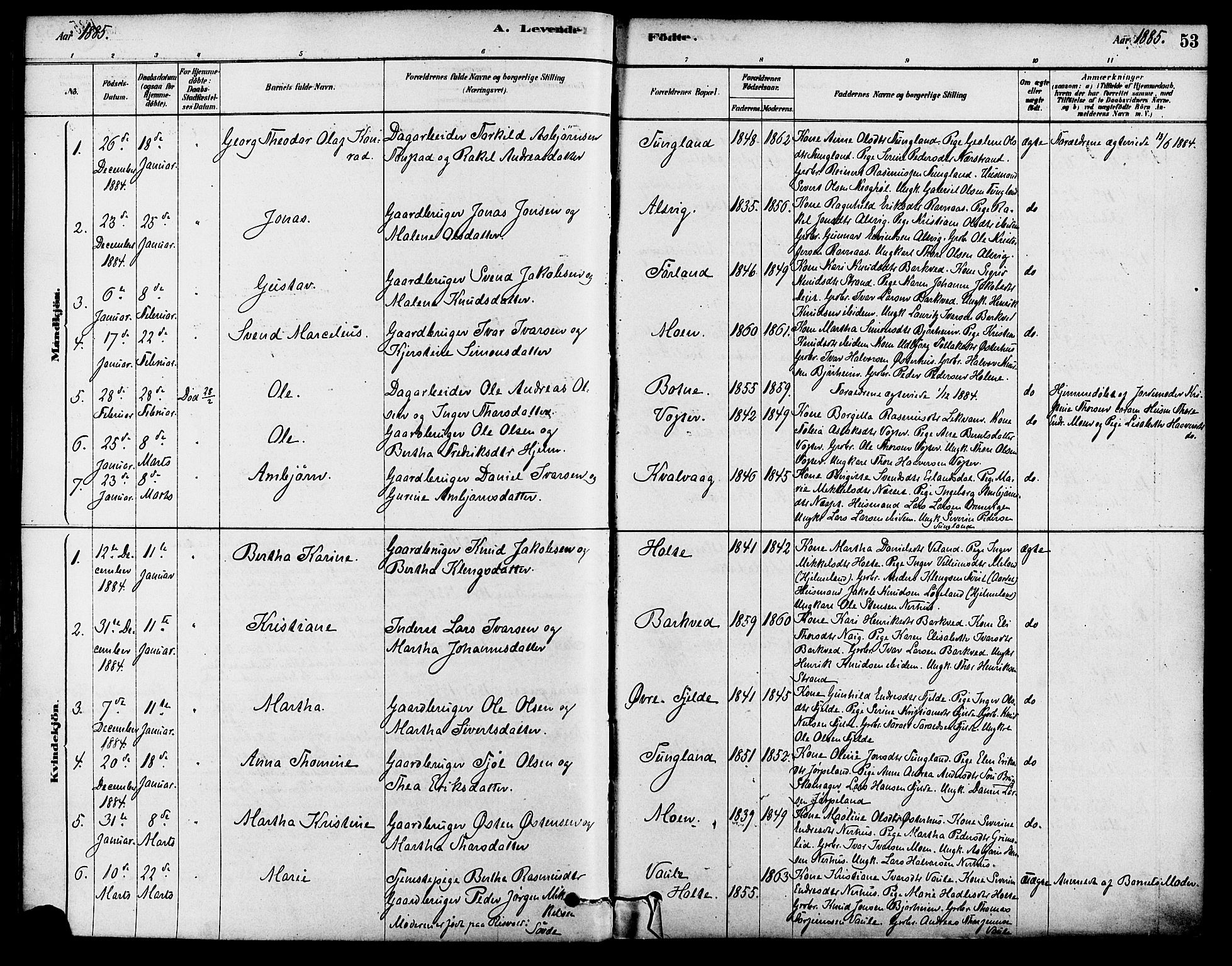 Strand sokneprestkontor, SAST/A-101828/H/Ha/Haa/L0009: Parish register (official) no. A 9, 1877-1908, p. 53
