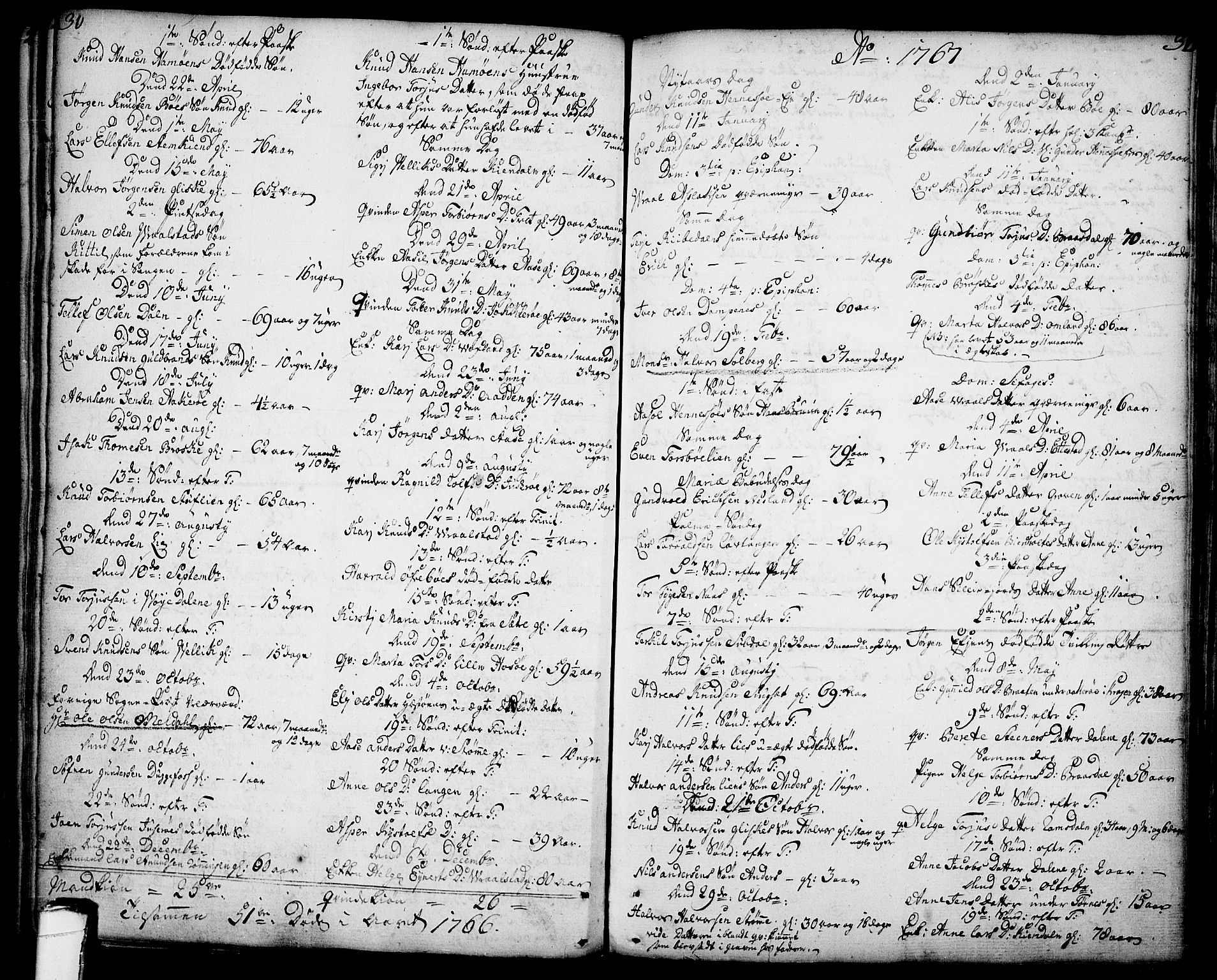 Drangedal kirkebøker, SAKO/A-258/F/Fa/L0001: Parish register (official) no. 1, 1697-1767, p. 30-31