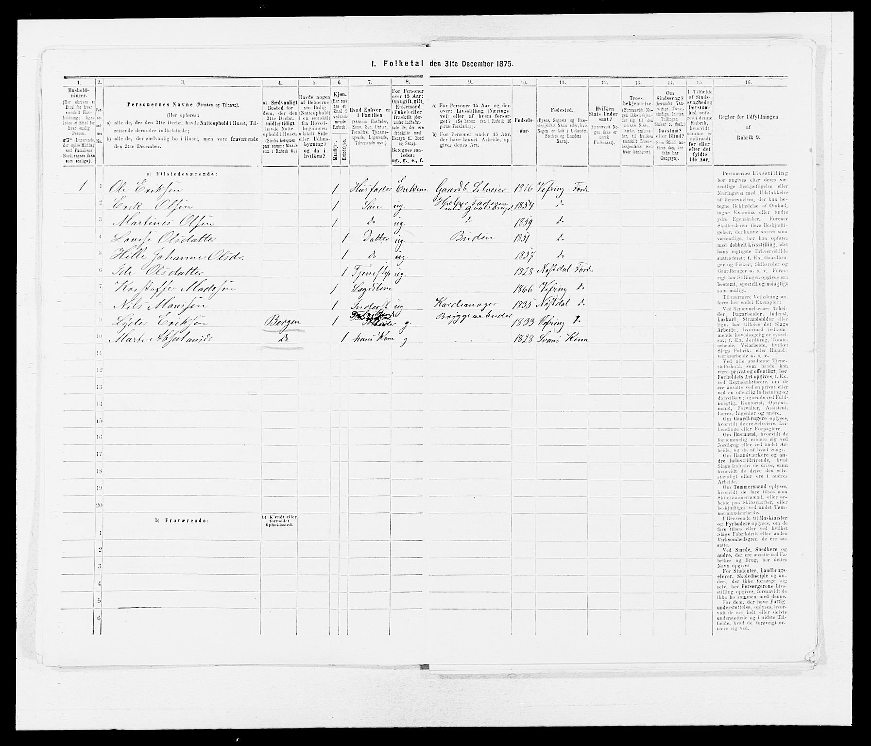 SAB, 1875 census for 1432P Førde, 1875, p. 2042