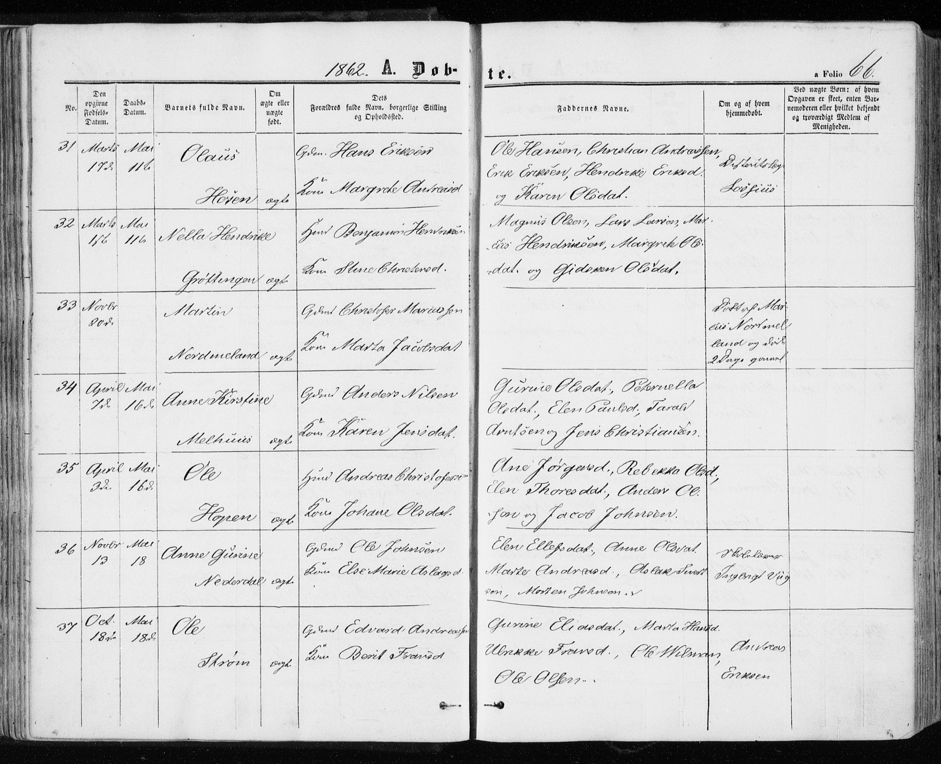 Ministerialprotokoller, klokkerbøker og fødselsregistre - Sør-Trøndelag, SAT/A-1456/657/L0705: Parish register (official) no. 657A06, 1858-1867, p. 66