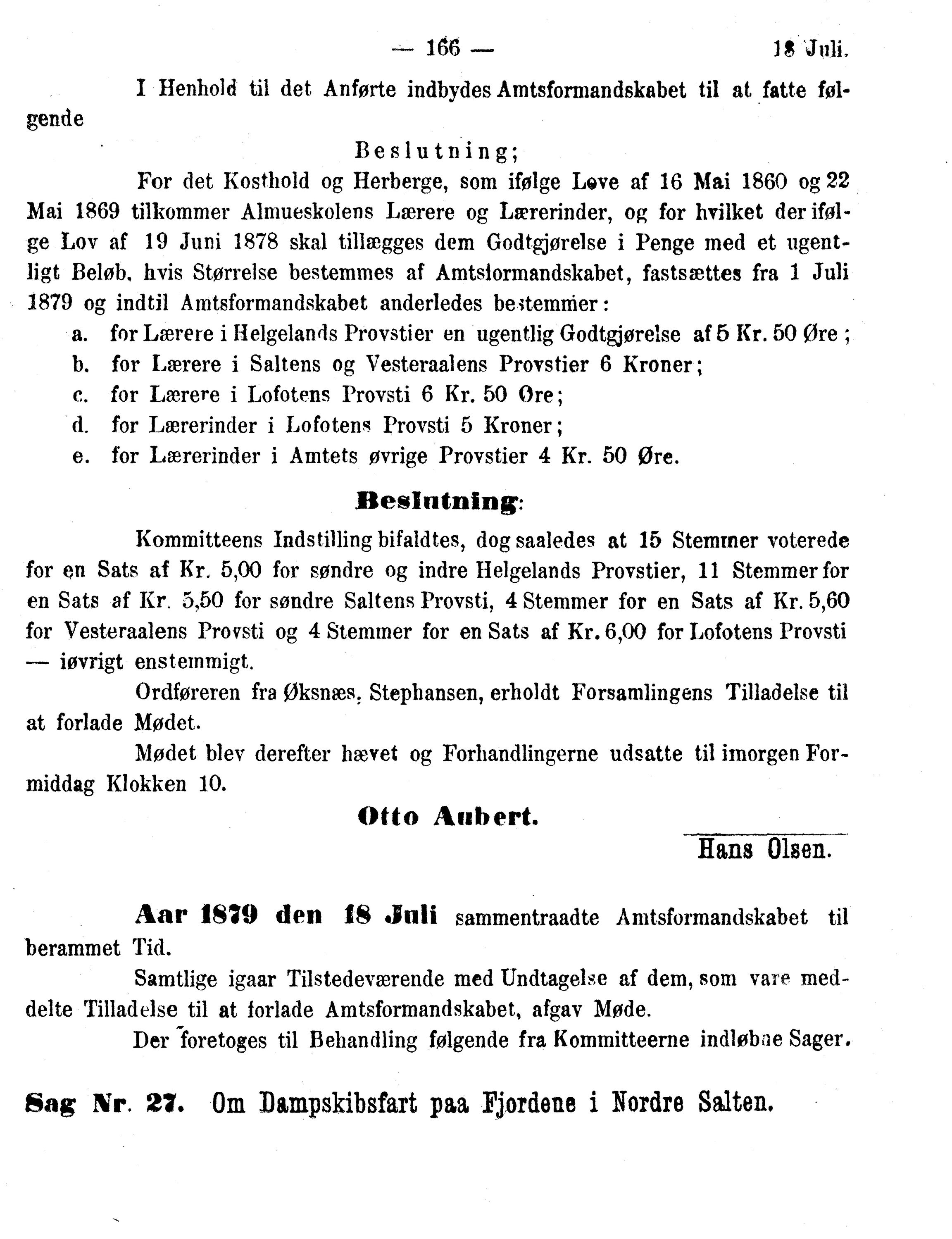 Nordland Fylkeskommune. Fylkestinget, AIN/NFK-17/176/A/Ac/L0010: Fylkestingsforhandlinger 1874-1880, 1874-1880, p. 166