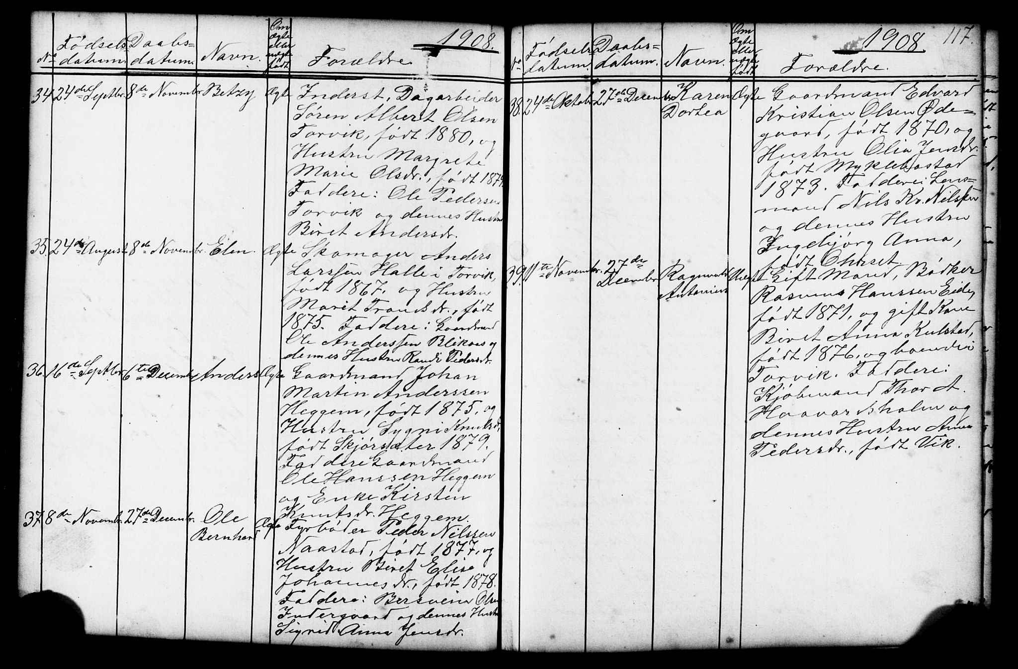 Ministerialprotokoller, klokkerbøker og fødselsregistre - Møre og Romsdal, AV/SAT-A-1454/584/L0969: Parish register (copy) no. 584C02, 1877-1911, p. 117