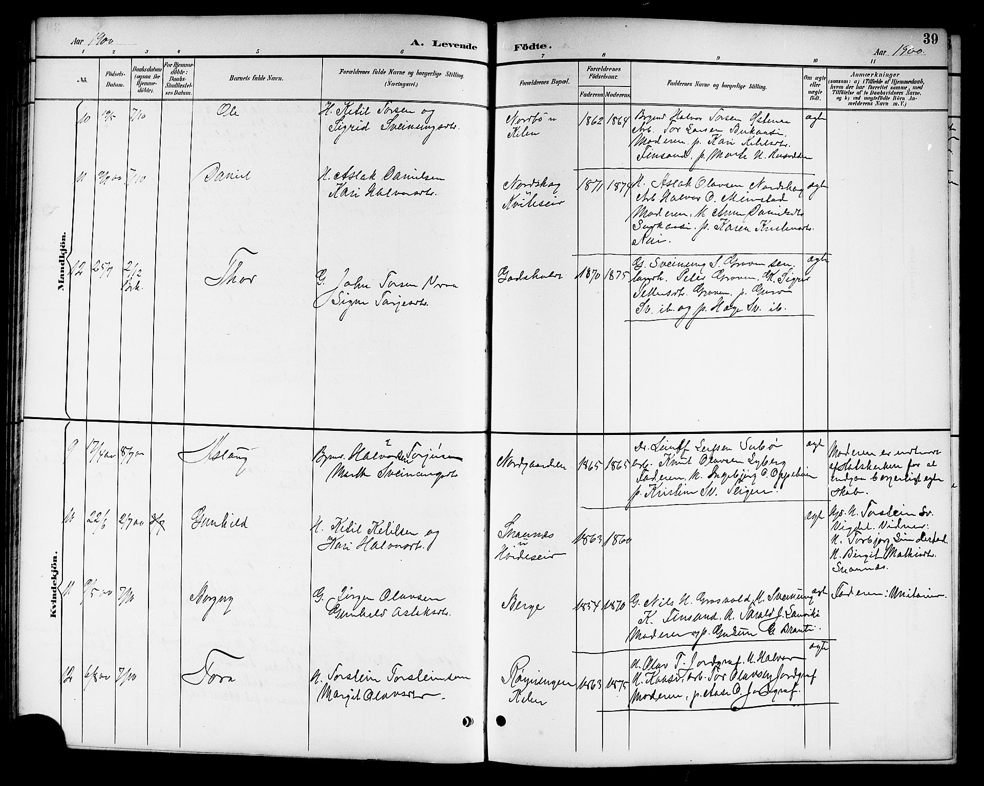 Kviteseid kirkebøker, AV/SAKO-A-276/G/Ga/L0002: Parish register (copy) no. I 2, 1893-1918, p. 39