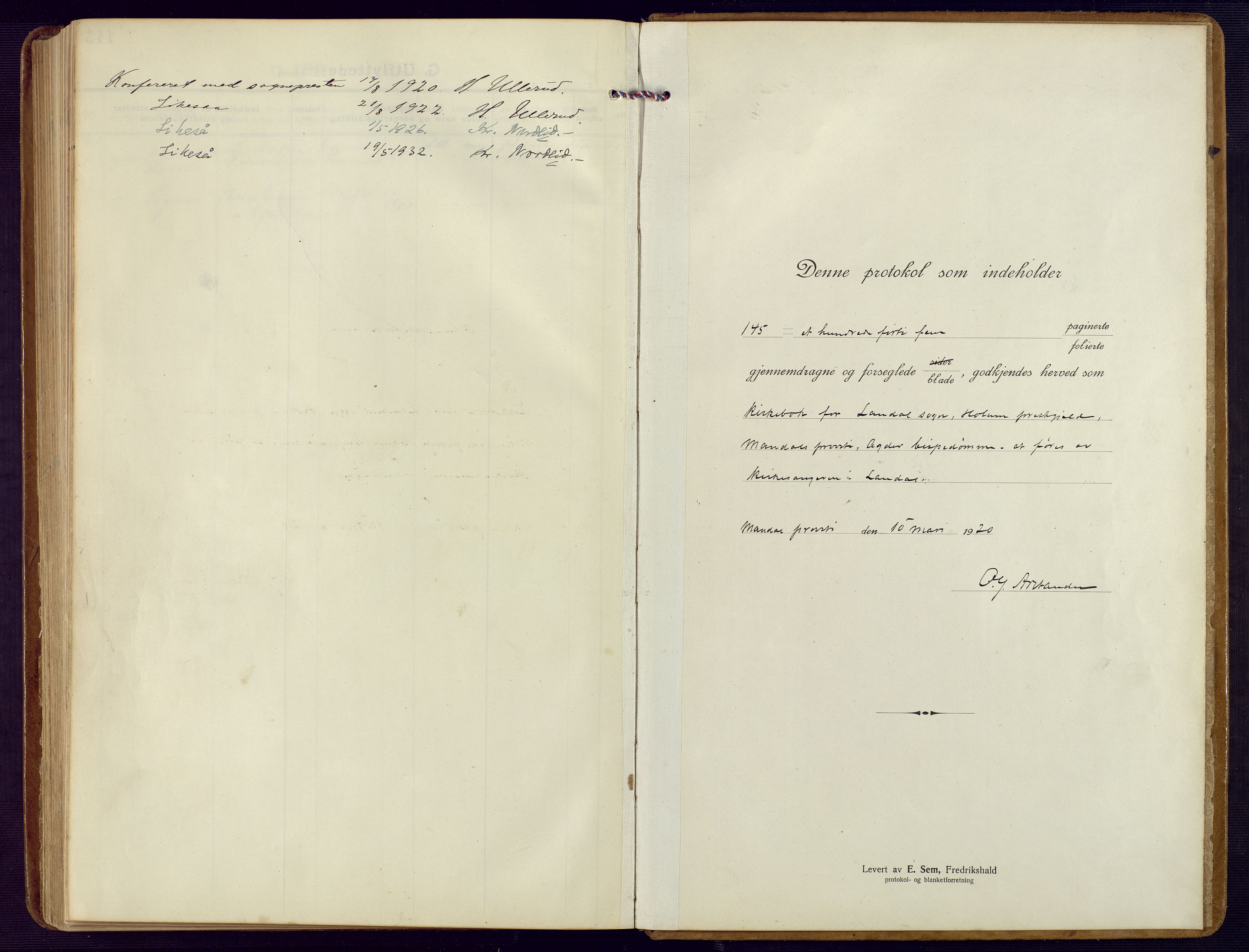 Holum sokneprestkontor, SAK/1111-0022/F/Fb/Fbb/L0005: Parish register (copy) no. B 5, 1920-1945