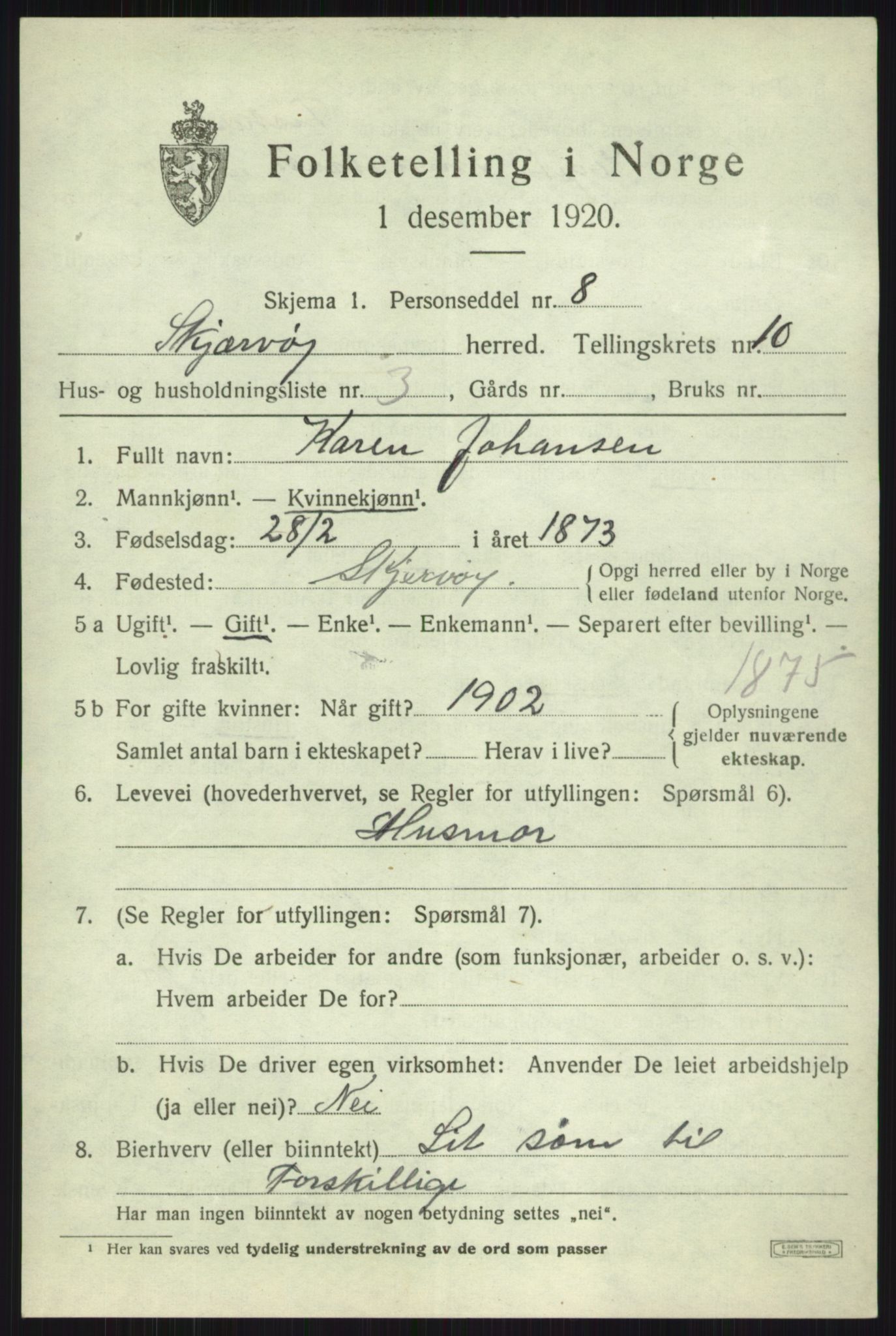 SATØ, 1920 census for Skjervøy, 1920, p. 5427