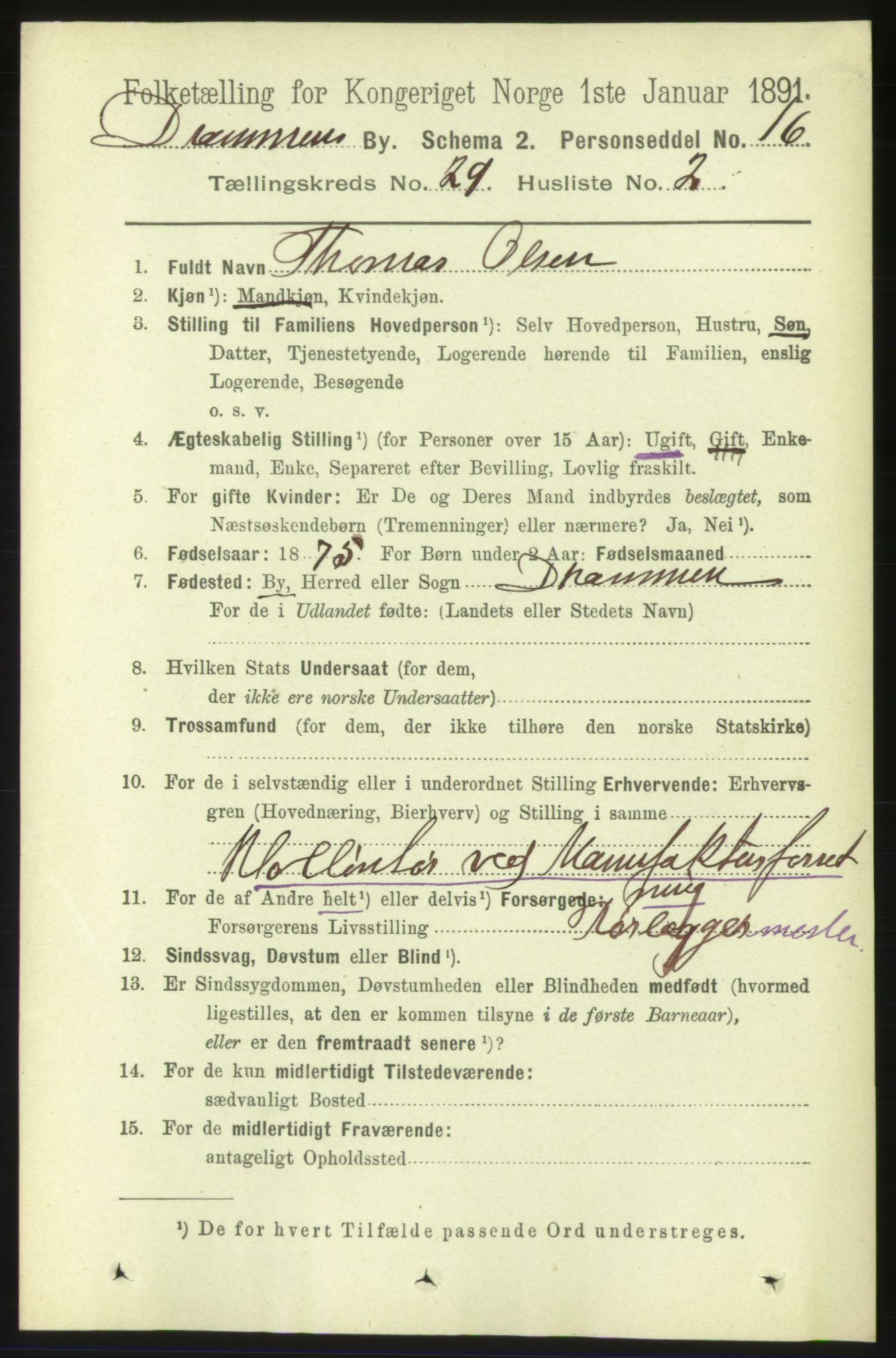 RA, 1891 census for 0602 Drammen, 1891, p. 17420