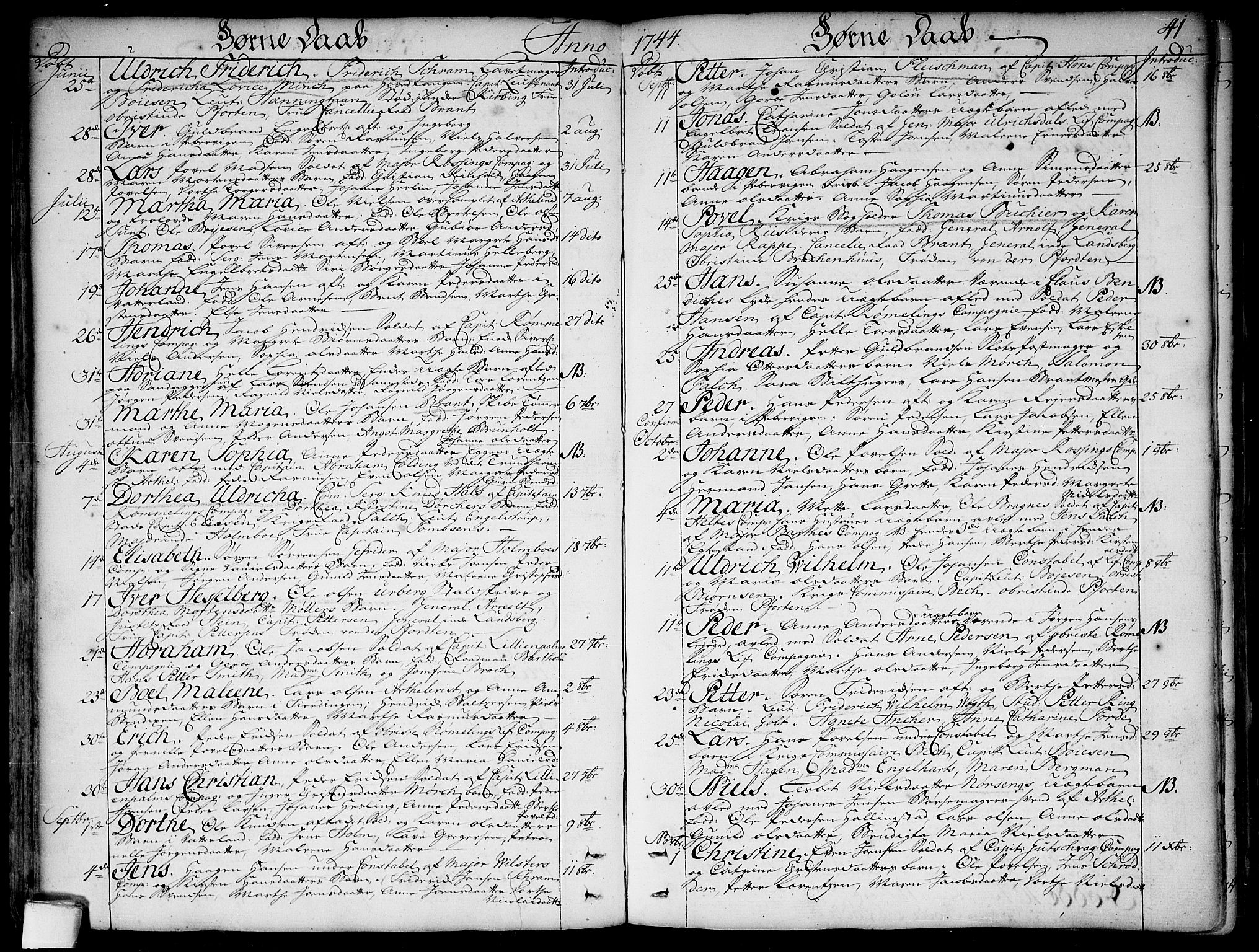 Garnisonsmenigheten Kirkebøker, SAO/A-10846/F/Fa/L0001: Parish register (official) no. 1, 1734-1756, p. 41