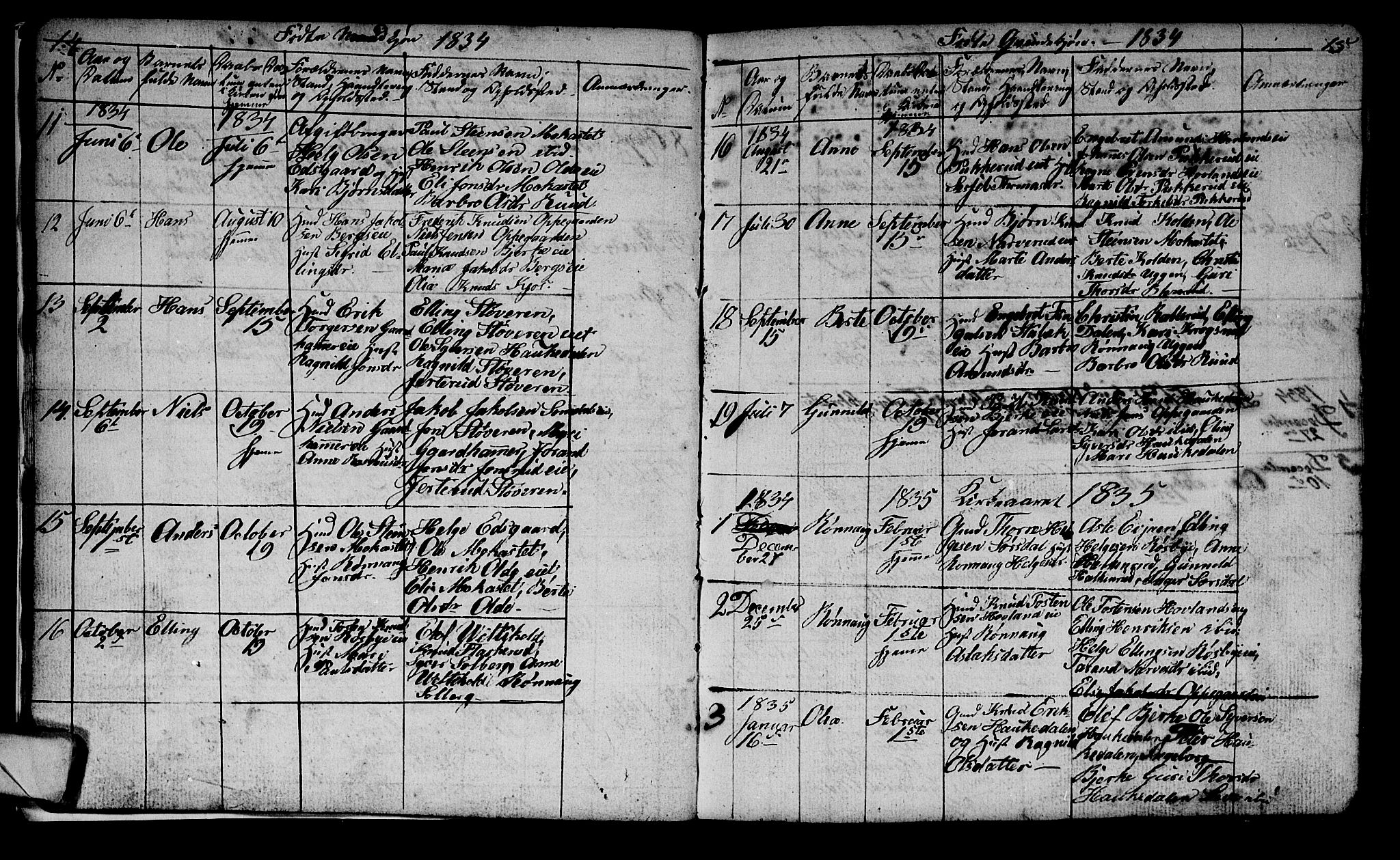 Lunder kirkebøker, SAKO/A-629/G/Ga/L0001: Parish register (copy) no. I 1, 1832-1849, p. 14-15