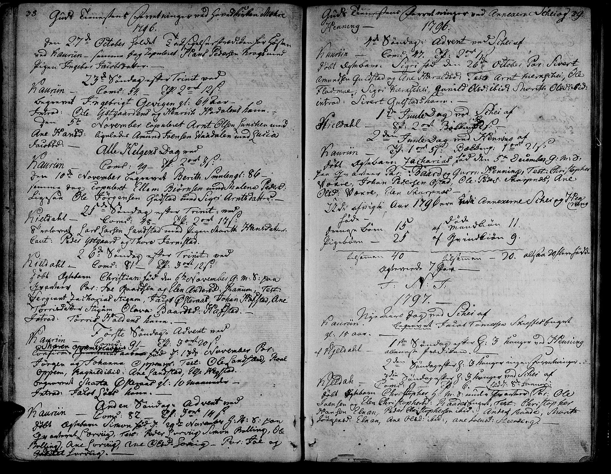 Ministerialprotokoller, klokkerbøker og fødselsregistre - Nord-Trøndelag, SAT/A-1458/735/L0332: Parish register (official) no. 735A03, 1795-1816, p. 38-39