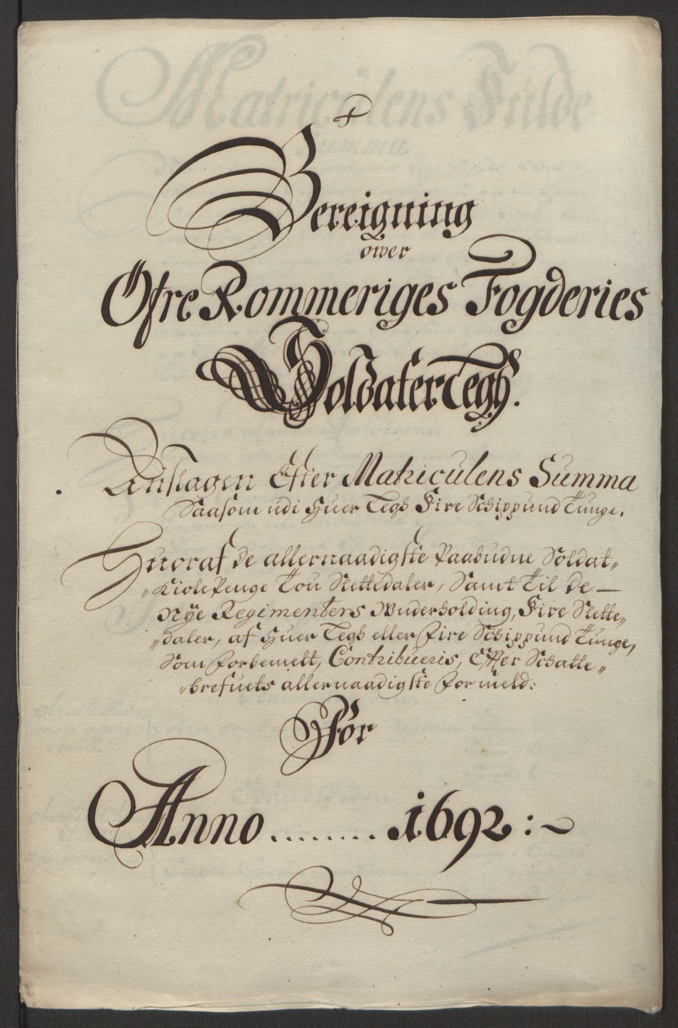 Rentekammeret inntil 1814, Reviderte regnskaper, Fogderegnskap, RA/EA-4092/R12/L0704: Fogderegnskap Øvre Romerike, 1692, p. 223