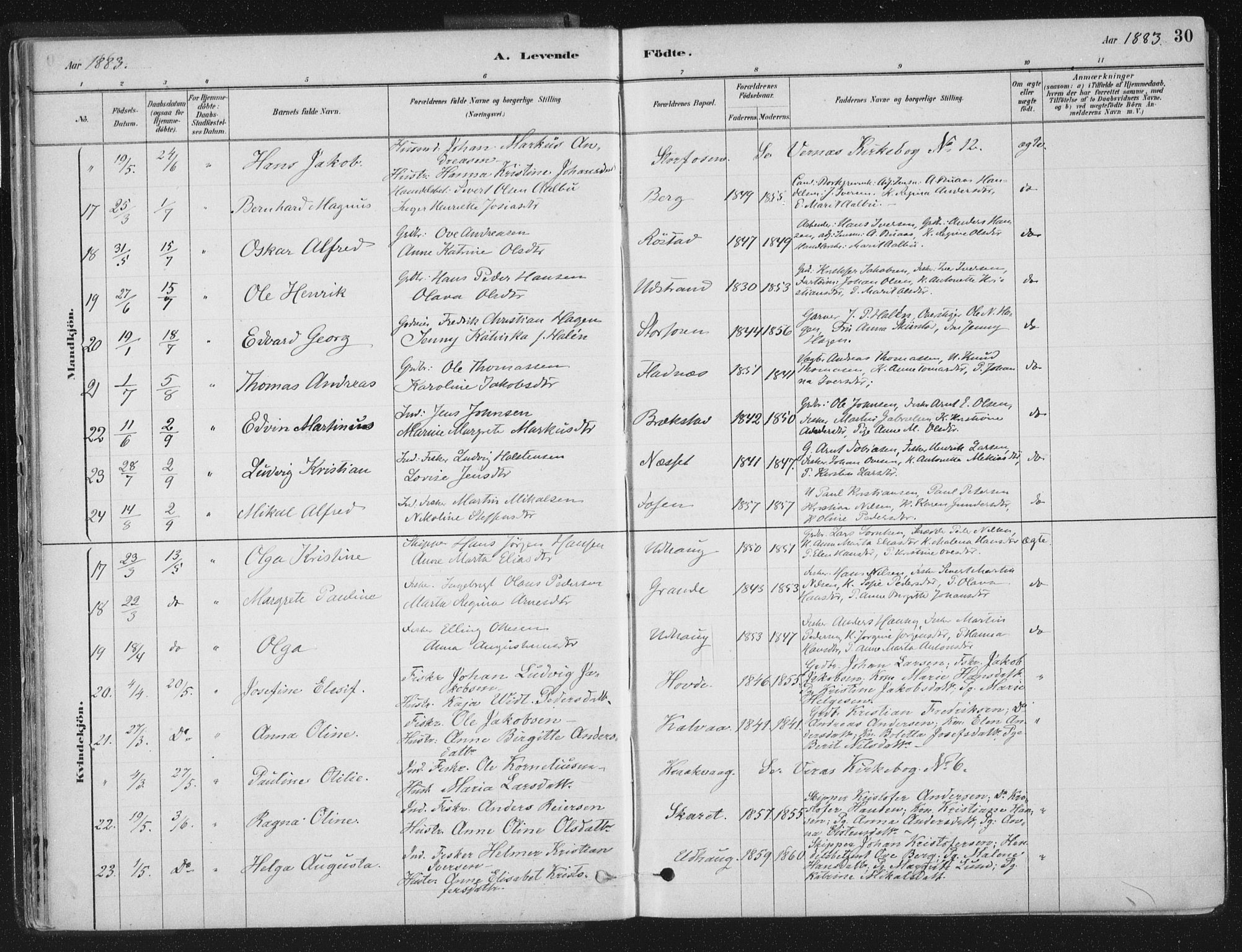 Ministerialprotokoller, klokkerbøker og fødselsregistre - Sør-Trøndelag, SAT/A-1456/659/L0739: Parish register (official) no. 659A09, 1879-1893, p. 30
