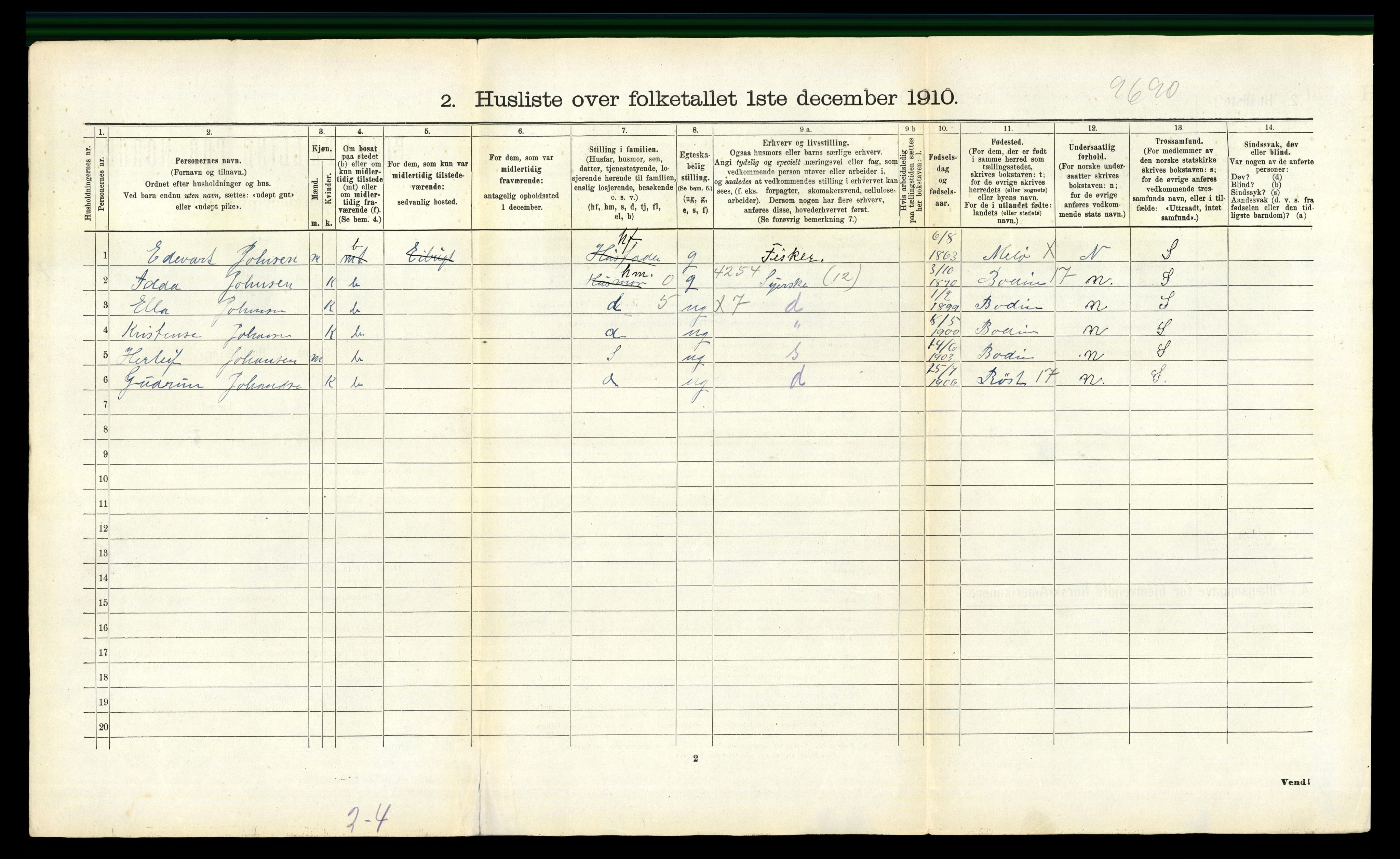 RA, 1910 census for Meløy, 1910, p. 637