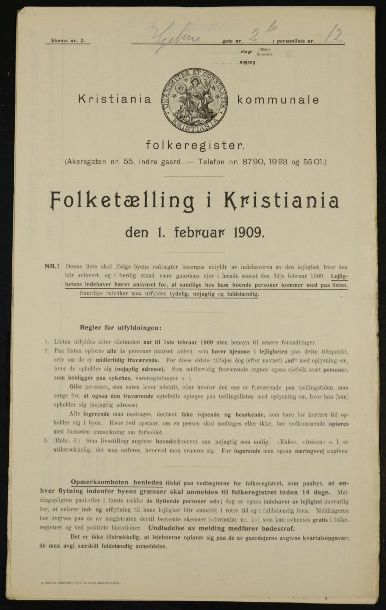 OBA, Municipal Census 1909 for Kristiania, 1909, p. 36385