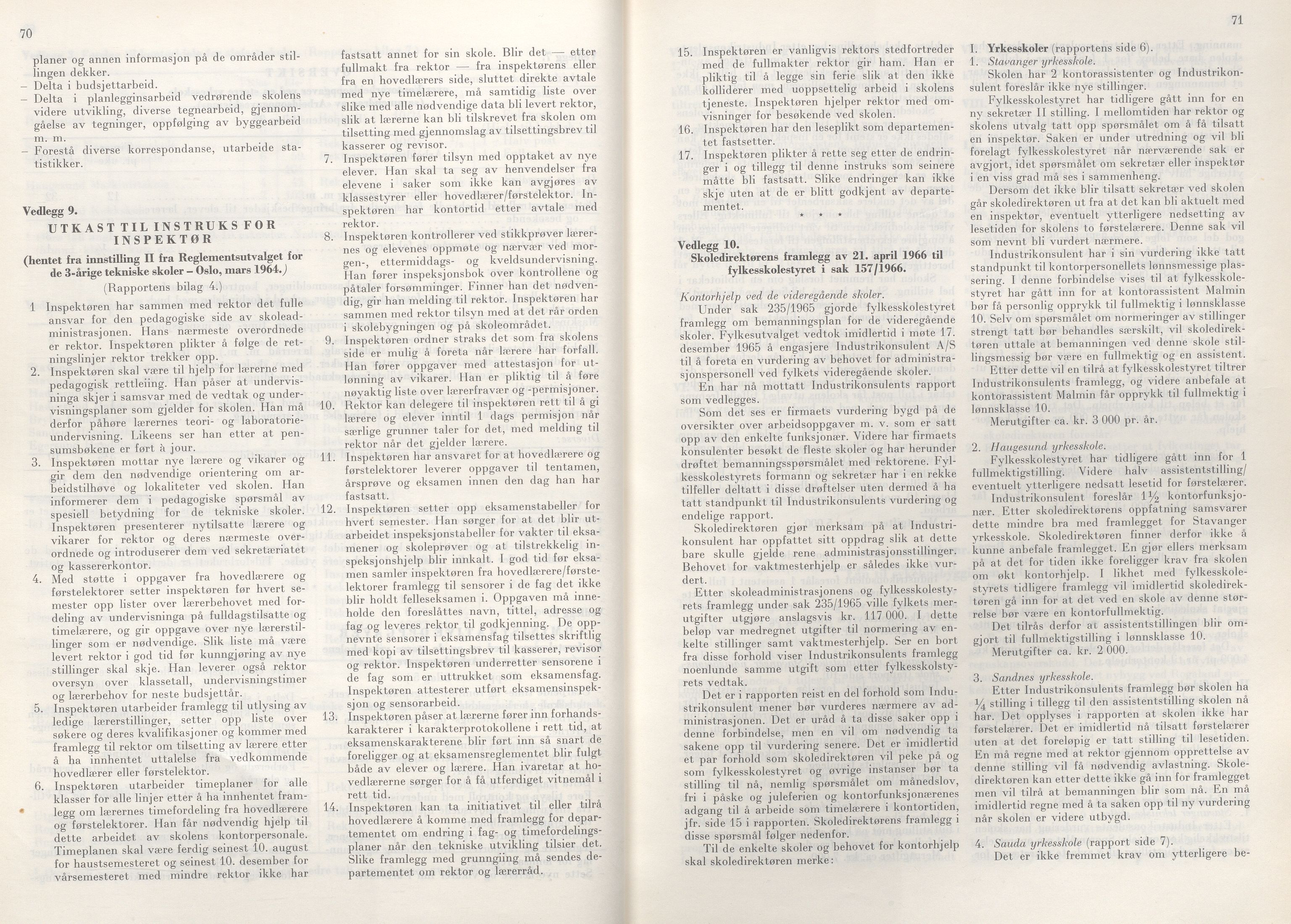 Rogaland fylkeskommune - Fylkesrådmannen , IKAR/A-900/A/Aa/Aaa/L0086: Møtebok , 1966, p. 70-71