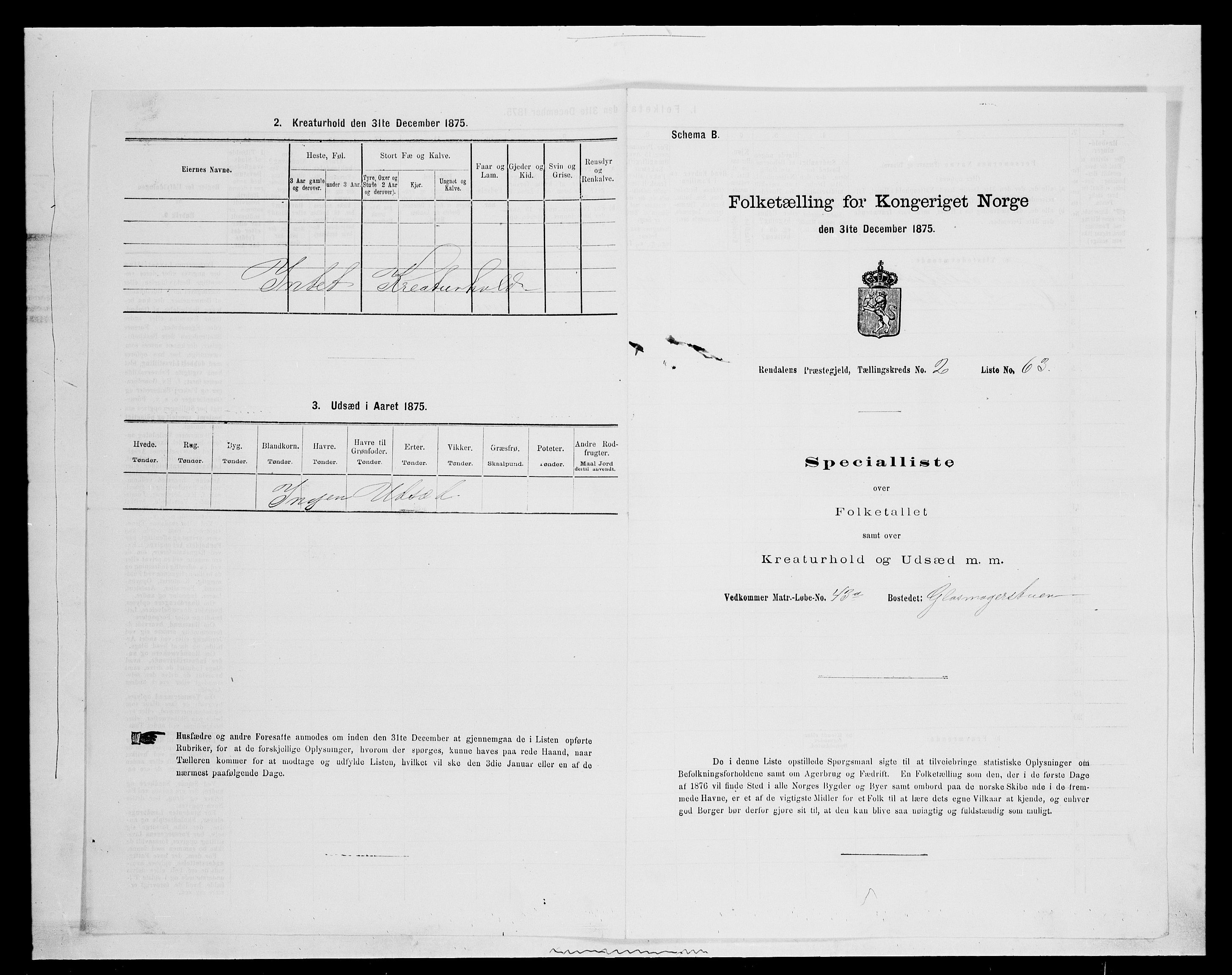 SAH, 1875 census for 0432P Rendalen, 1875, p. 337