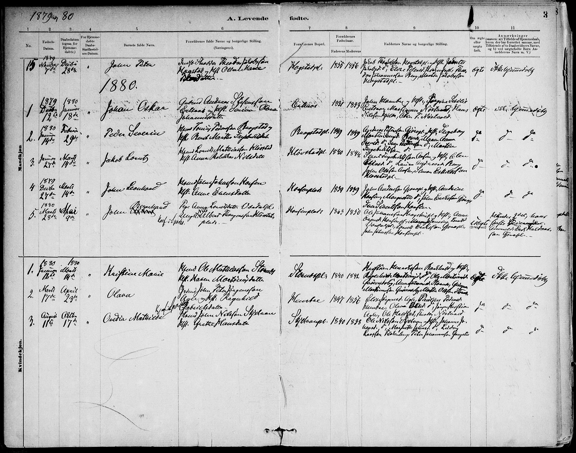 Ministerialprotokoller, klokkerbøker og fødselsregistre - Nord-Trøndelag, SAT/A-1458/732/L0316: Parish register (official) no. 732A01, 1879-1921, p. 3