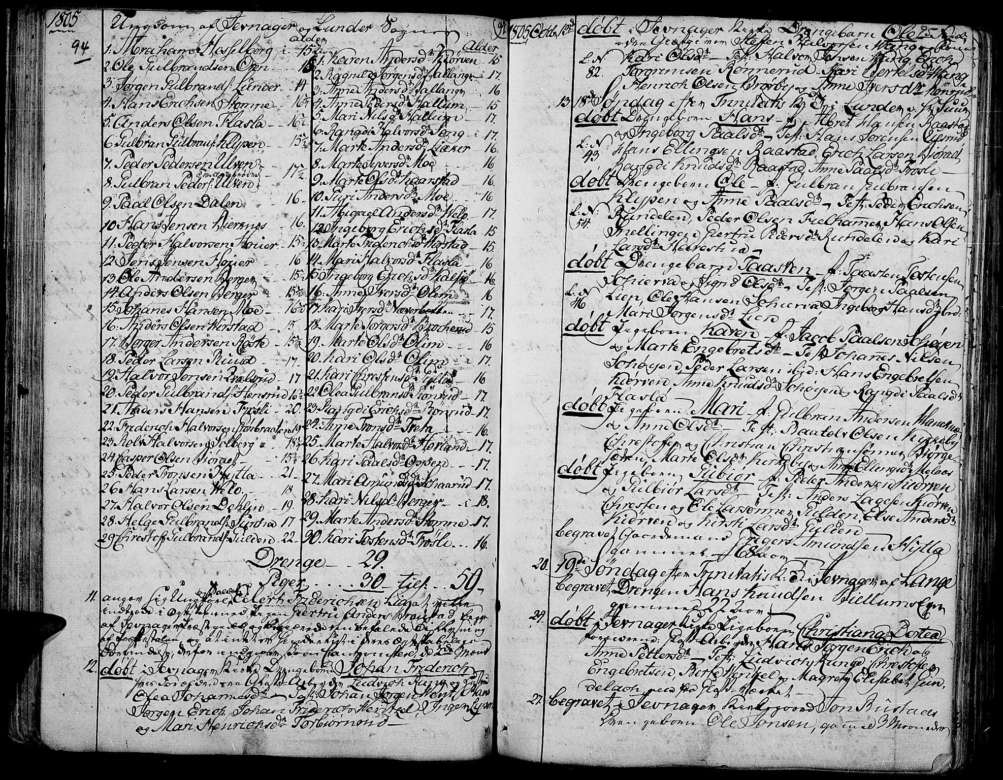 Jevnaker prestekontor, AV/SAH-PREST-116/H/Ha/Haa/L0004: Parish register (official) no. 4, 1800-1861, p. 94-95