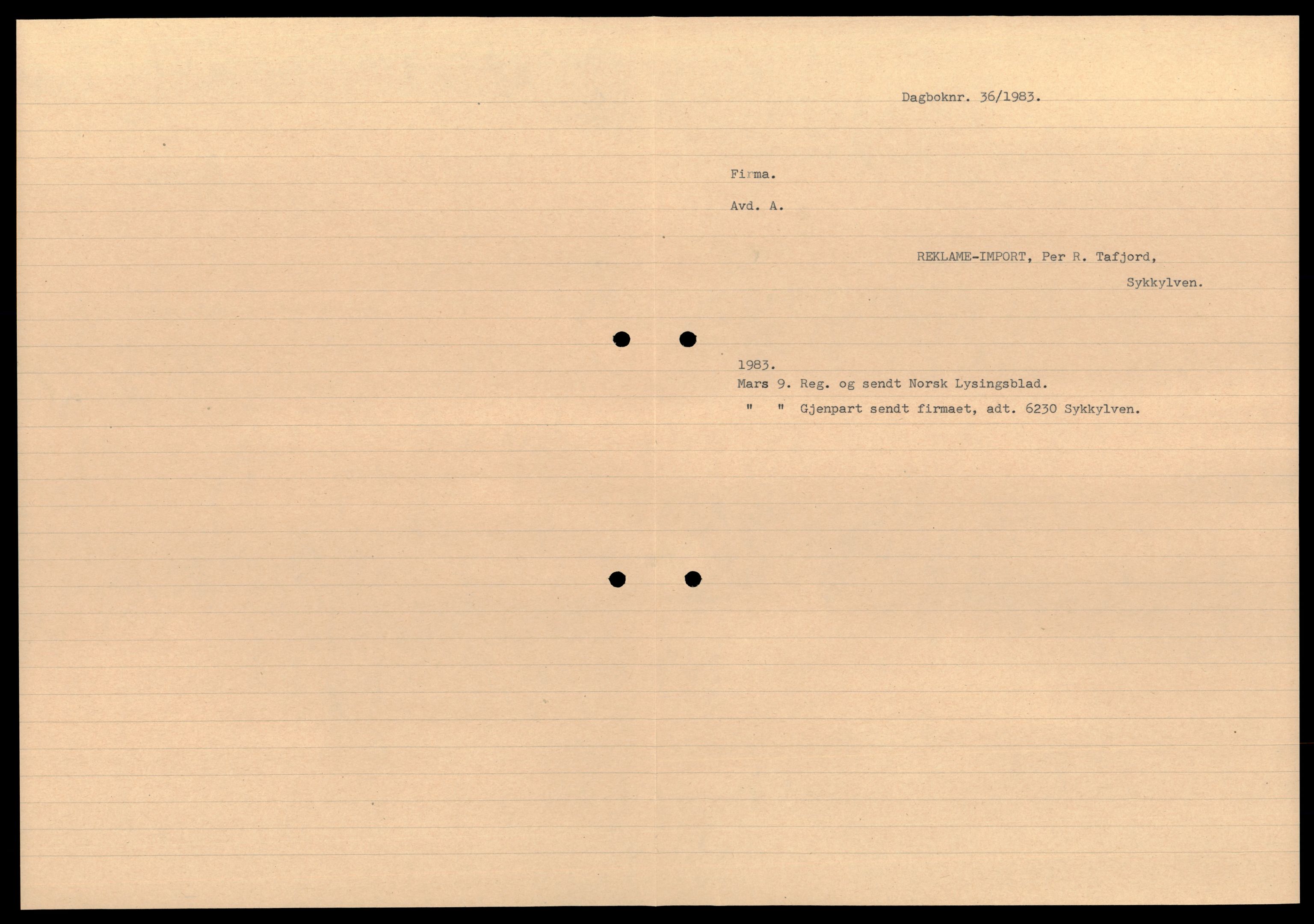 Nordre Sunnmøre sorenskriveri, AV/SAT-A-0006/2/J/Jd/Jde/L0012: Bilag. Enkeltmannsforetak, R, 1944-1990