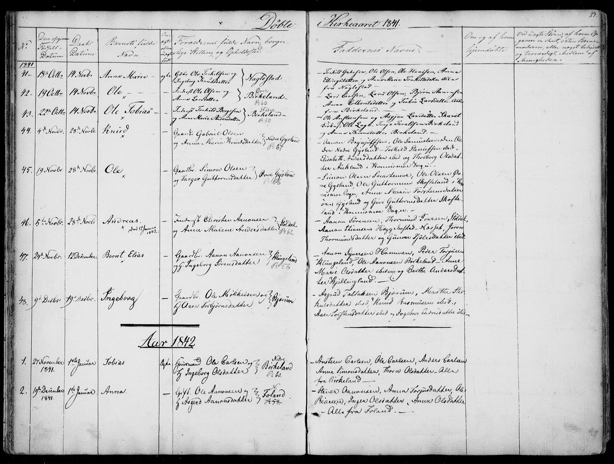 Hægebostad sokneprestkontor, AV/SAK-1111-0024/F/Fa/Faa/L0004: Parish register (official) no. A 4, 1834-1864, p. 23