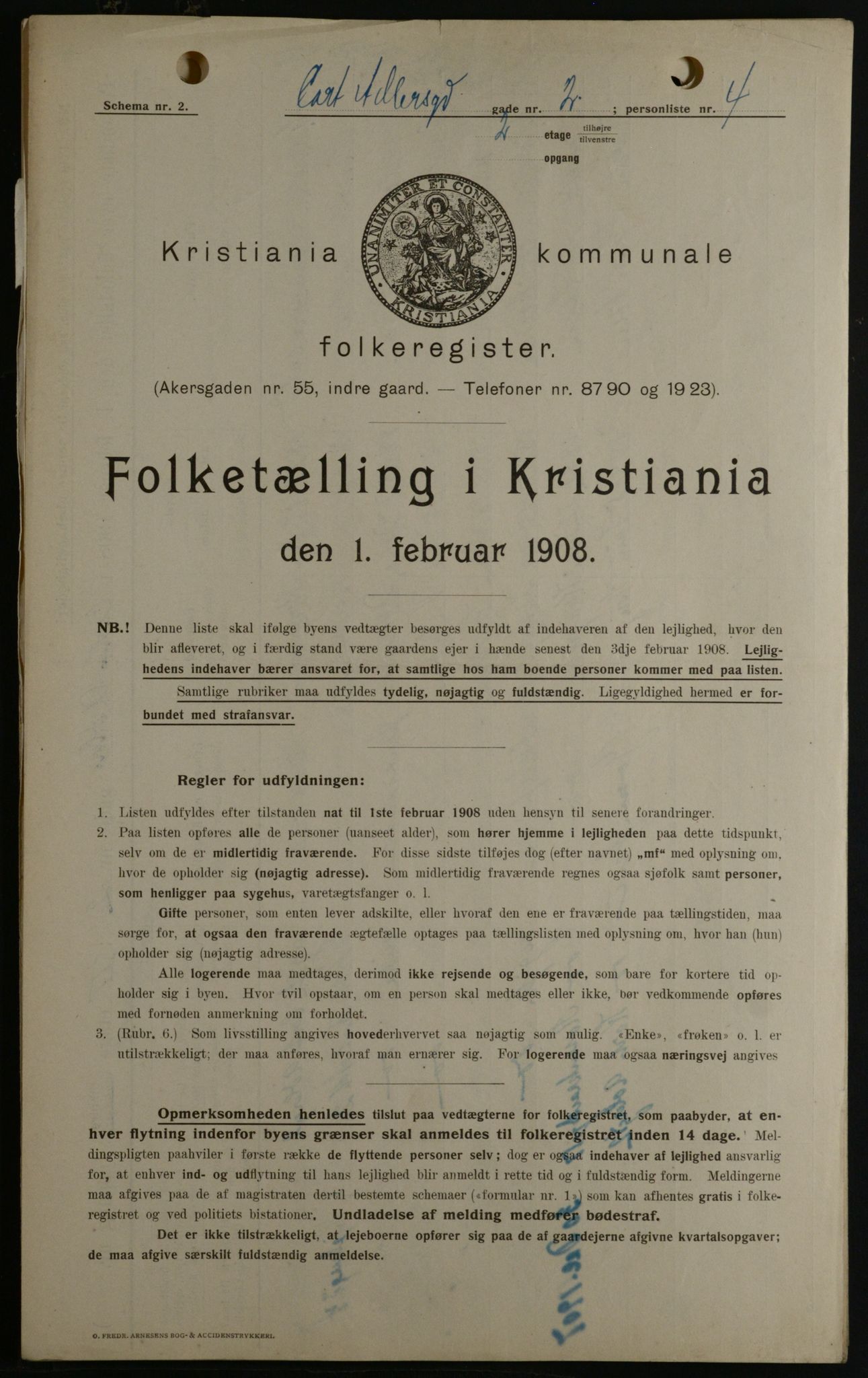 OBA, Municipal Census 1908 for Kristiania, 1908, p. 12740