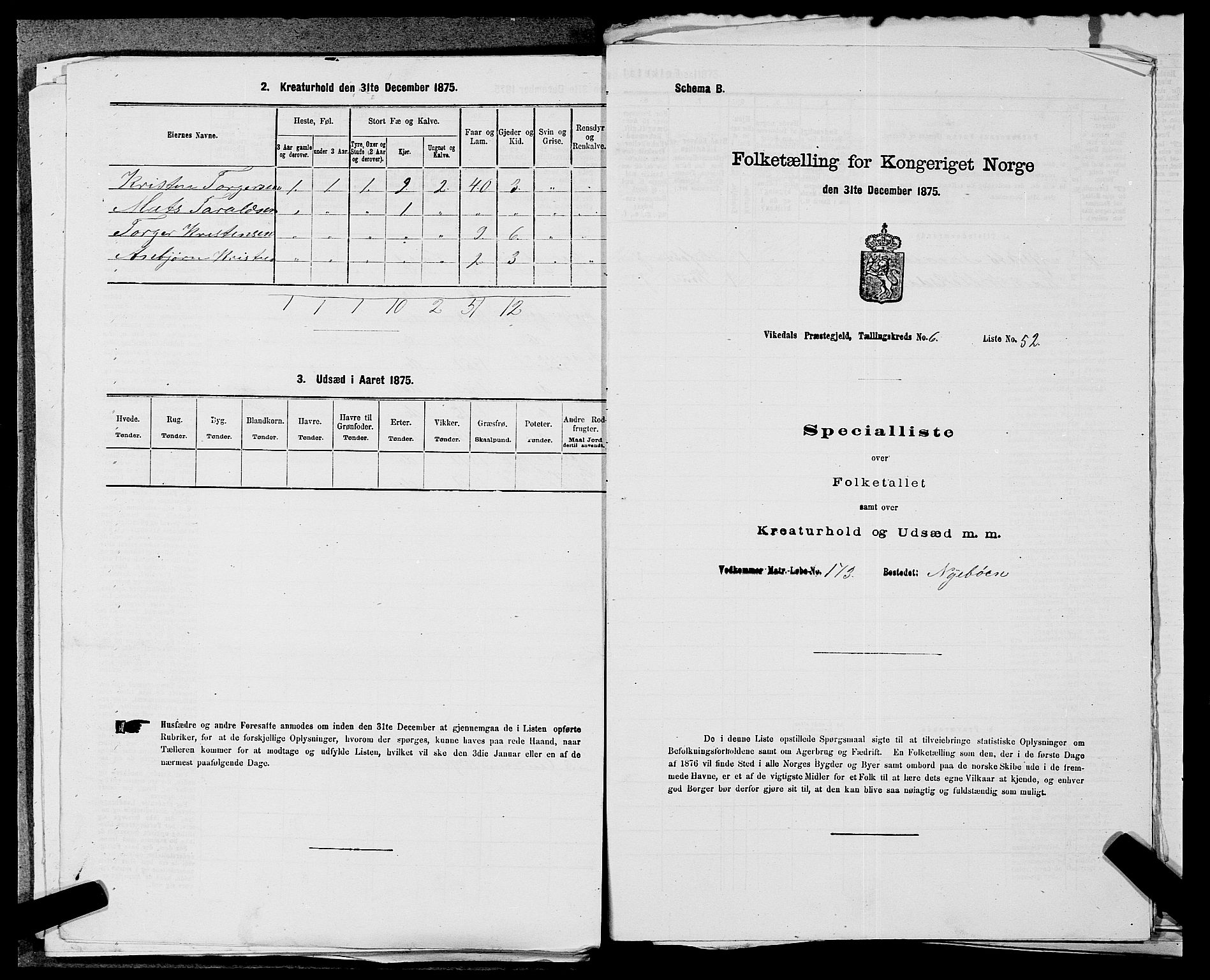 SAST, 1875 census for 1157P Vikedal, 1875, p. 761