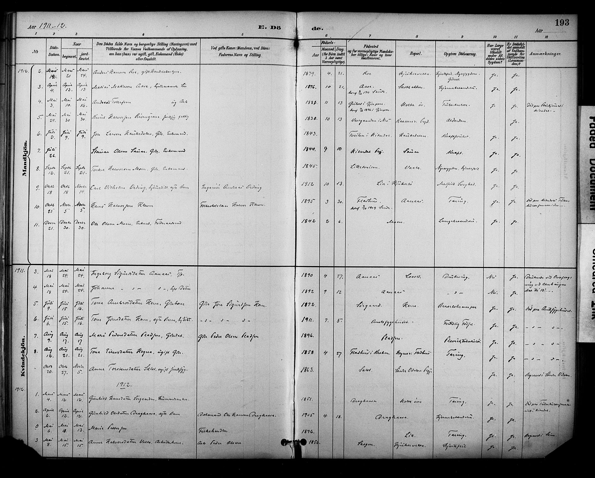 Sauherad kirkebøker, SAKO/A-298/F/Fa/L0009: Parish register (official) no. I 9, 1887-1912, p. 193