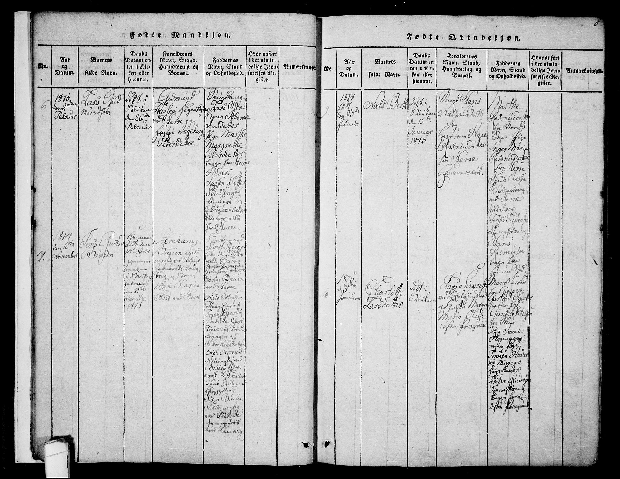 Porsgrunn kirkebøker , SAKO/A-104/F/Fa/L0004: Parish register (official) no. 4, 1814-1828, p. 5
