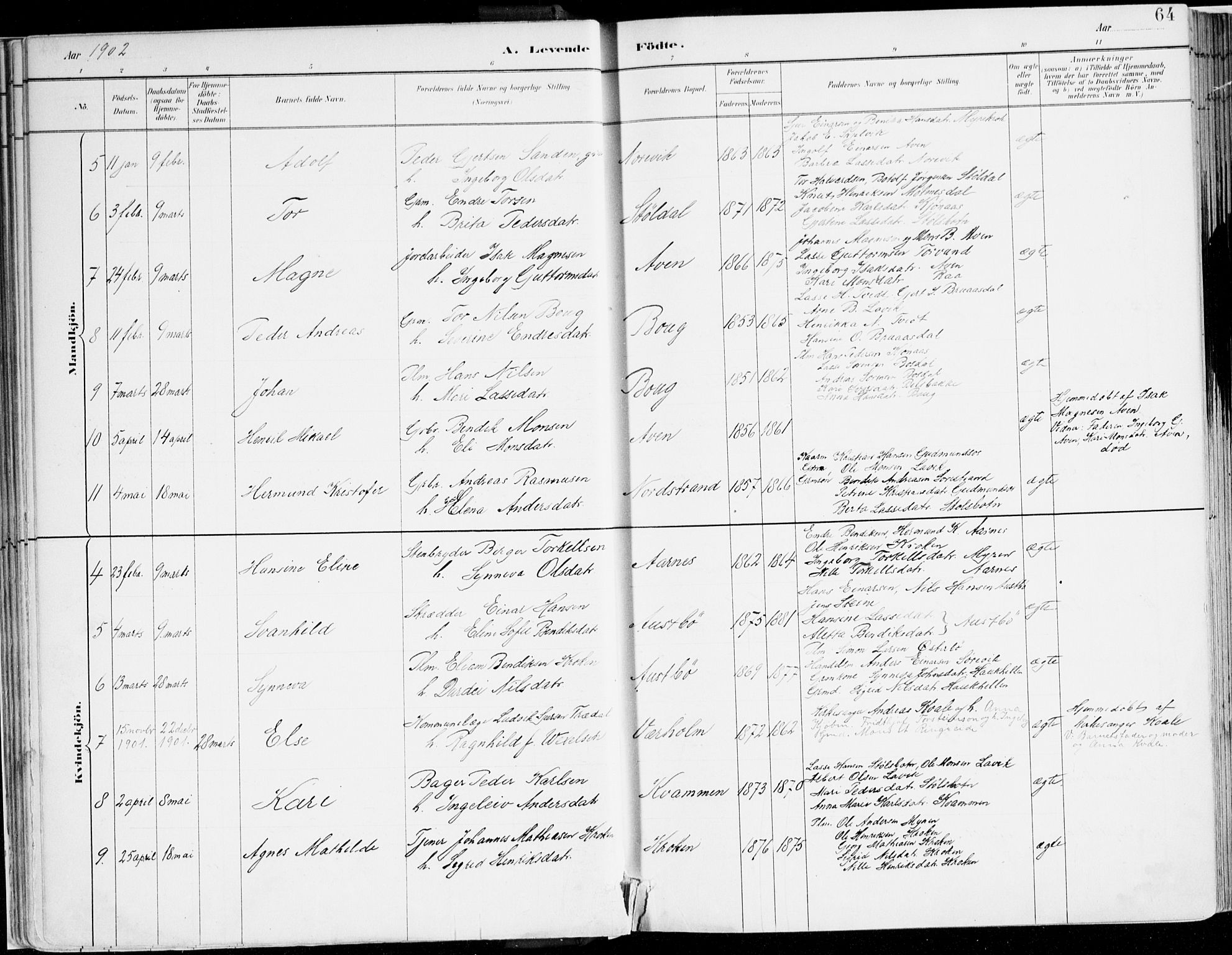 Lavik sokneprestembete, AV/SAB-A-80901: Parish register (official) no. B 1, 1882-1908, p. 64