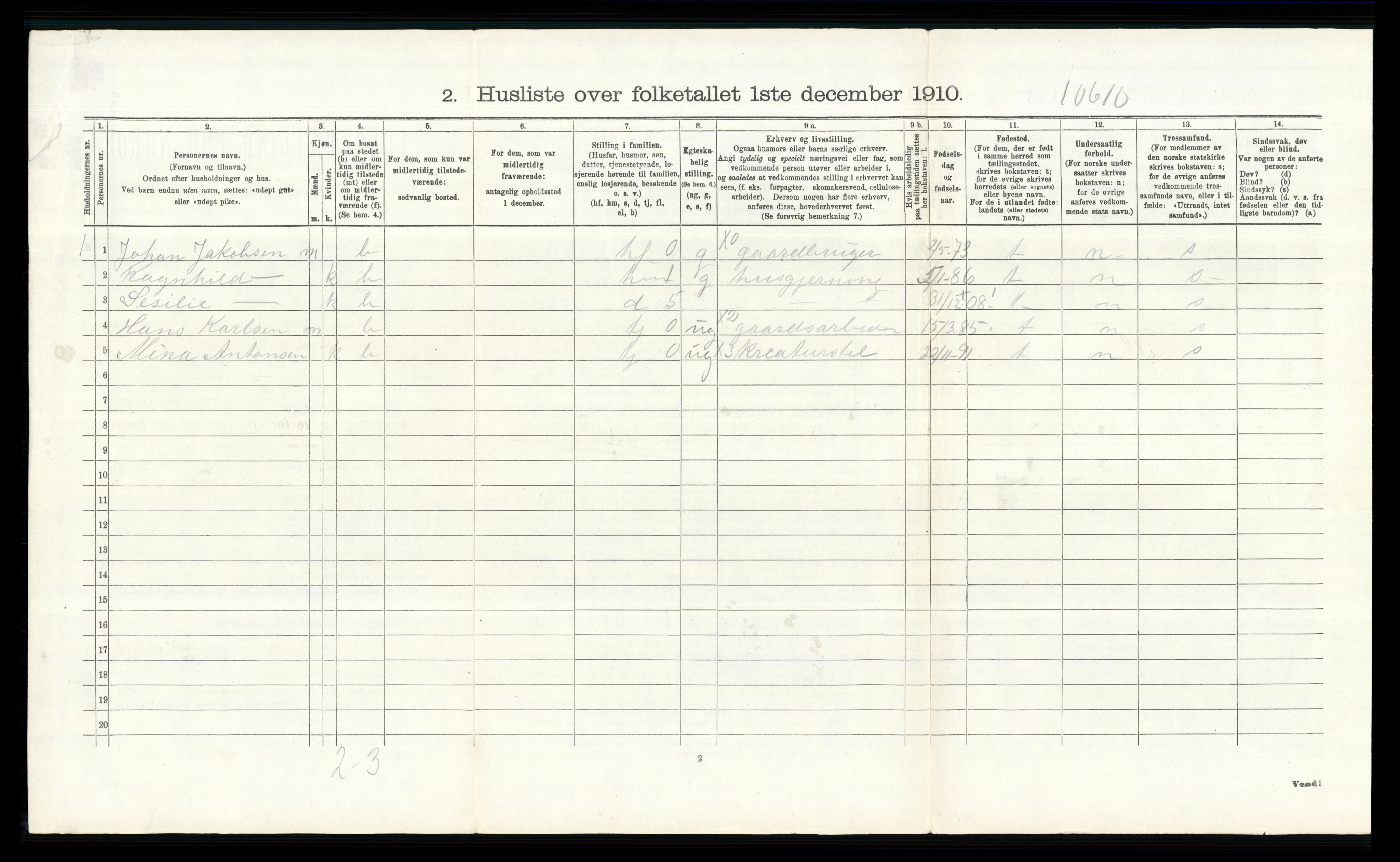 RA, 1910 census for Enebakk, 1910, p. 828