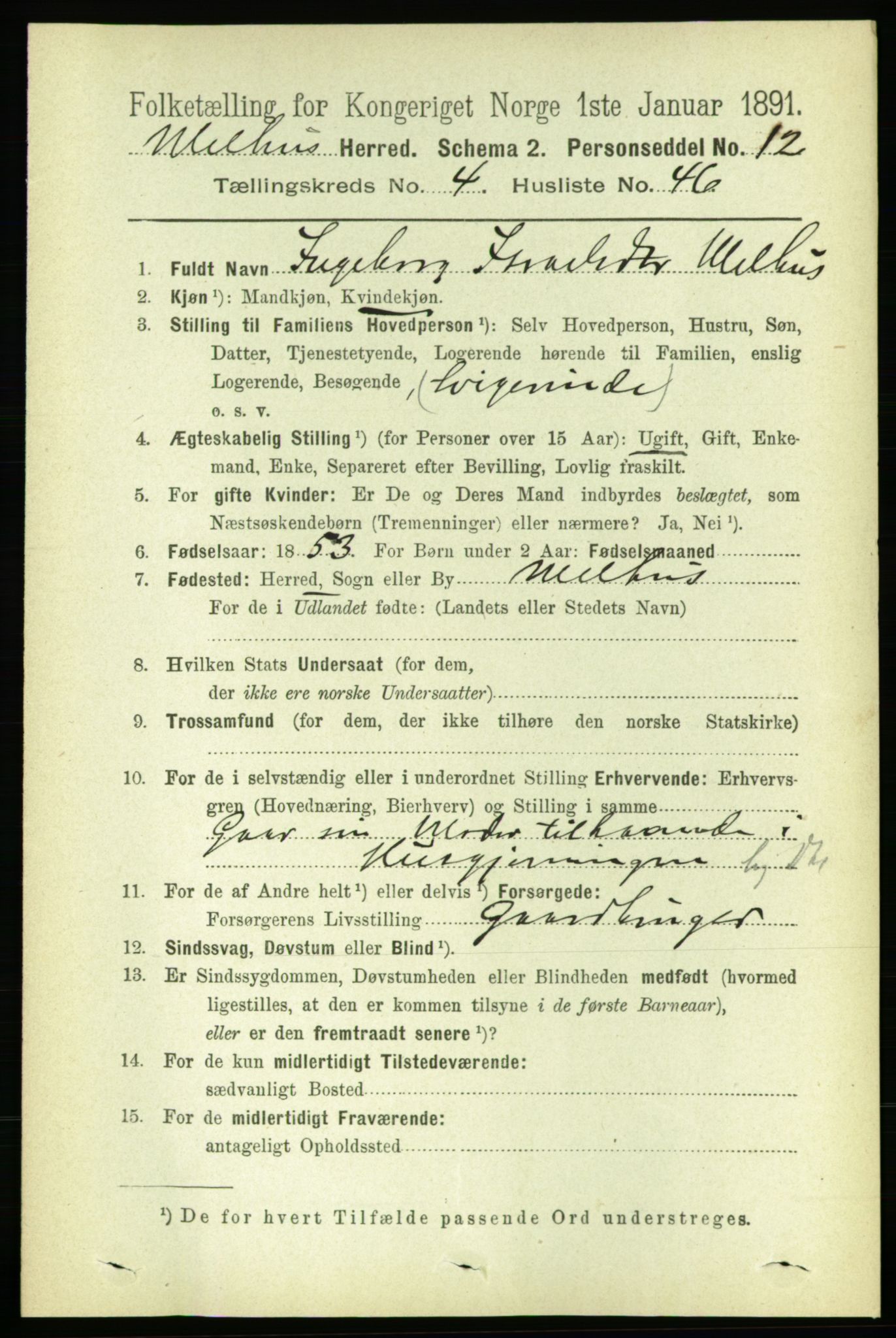RA, 1891 census for 1653 Melhus, 1891, p. 2201