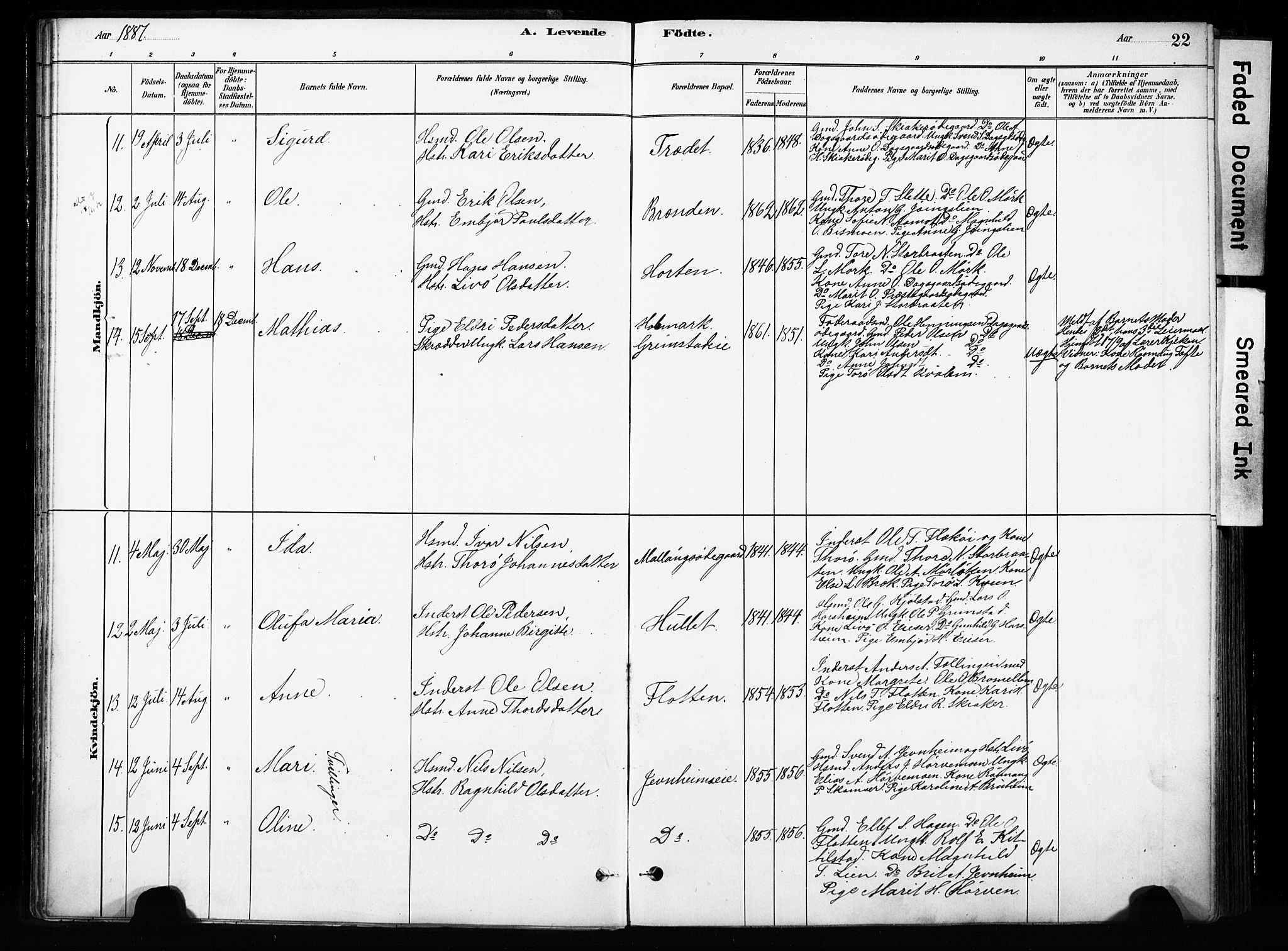 Skjåk prestekontor, SAH/PREST-072/H/Ha/Haa/L0004: Parish register (official) no. 4, 1880-1904, p. 22