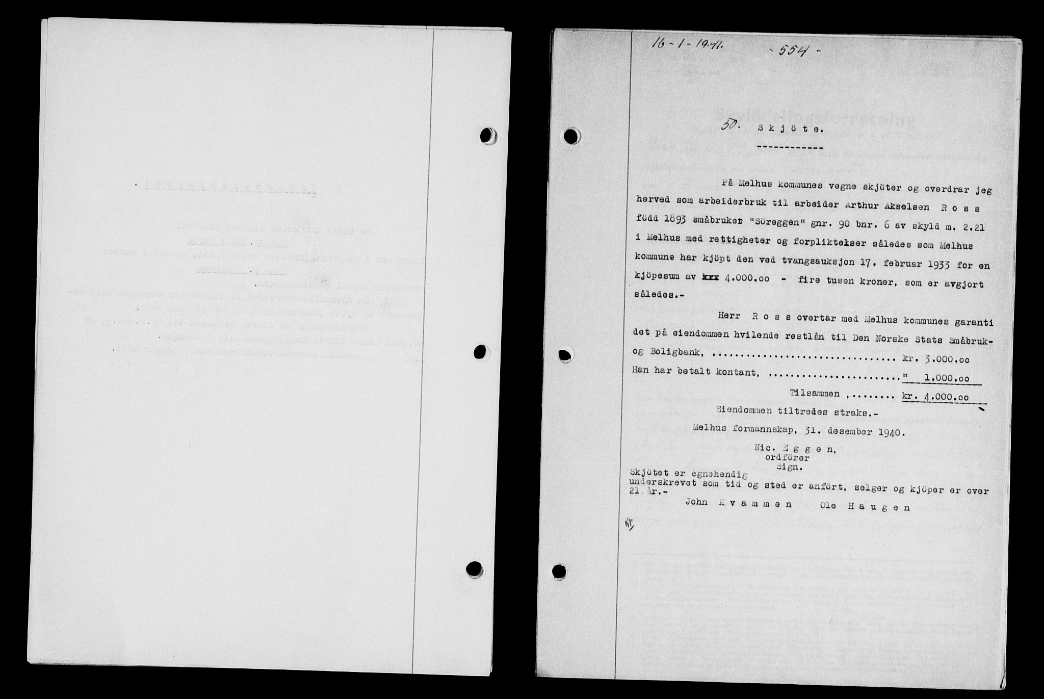 Gauldal sorenskriveri, SAT/A-0014/1/2/2C/L0052: Mortgage book no. 57, 1940-1941, Diary no: : 50/1941