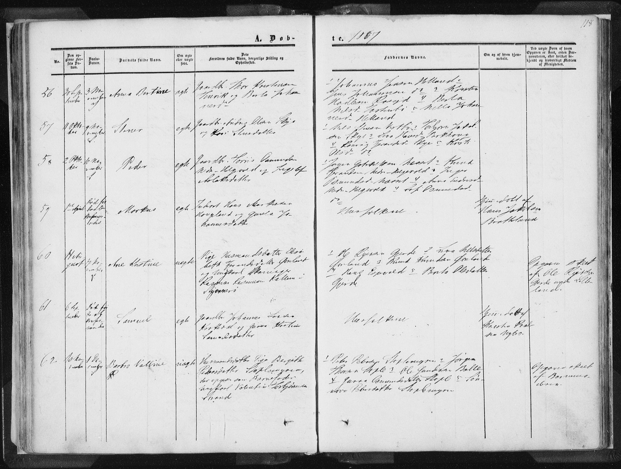 Vikedal sokneprestkontor, AV/SAST-A-101840/01/IV: Parish register (official) no. A 6.1, 1851-1867, p. 118