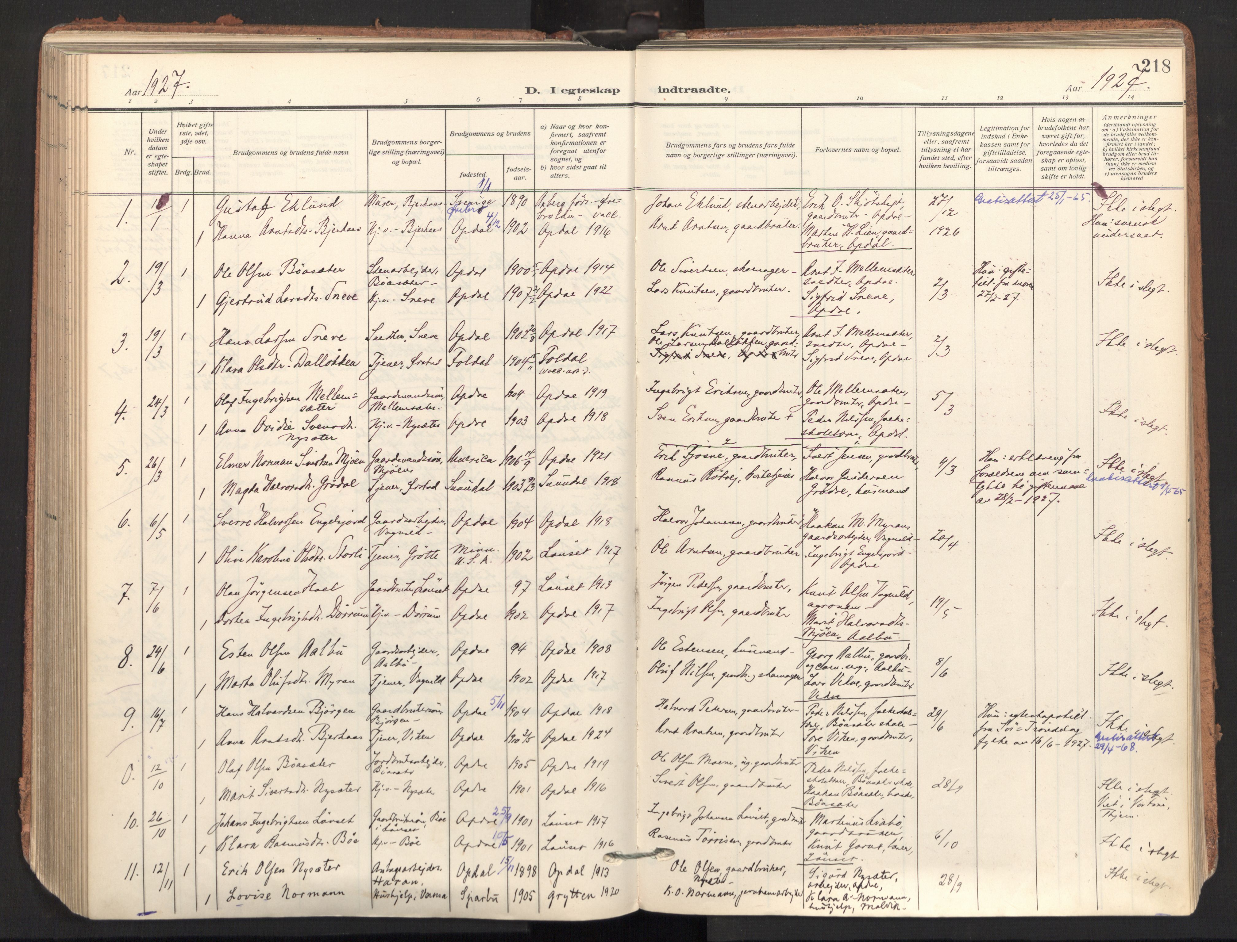 Ministerialprotokoller, klokkerbøker og fødselsregistre - Sør-Trøndelag, SAT/A-1456/678/L0909: Parish register (official) no. 678A17, 1912-1930, p. 218