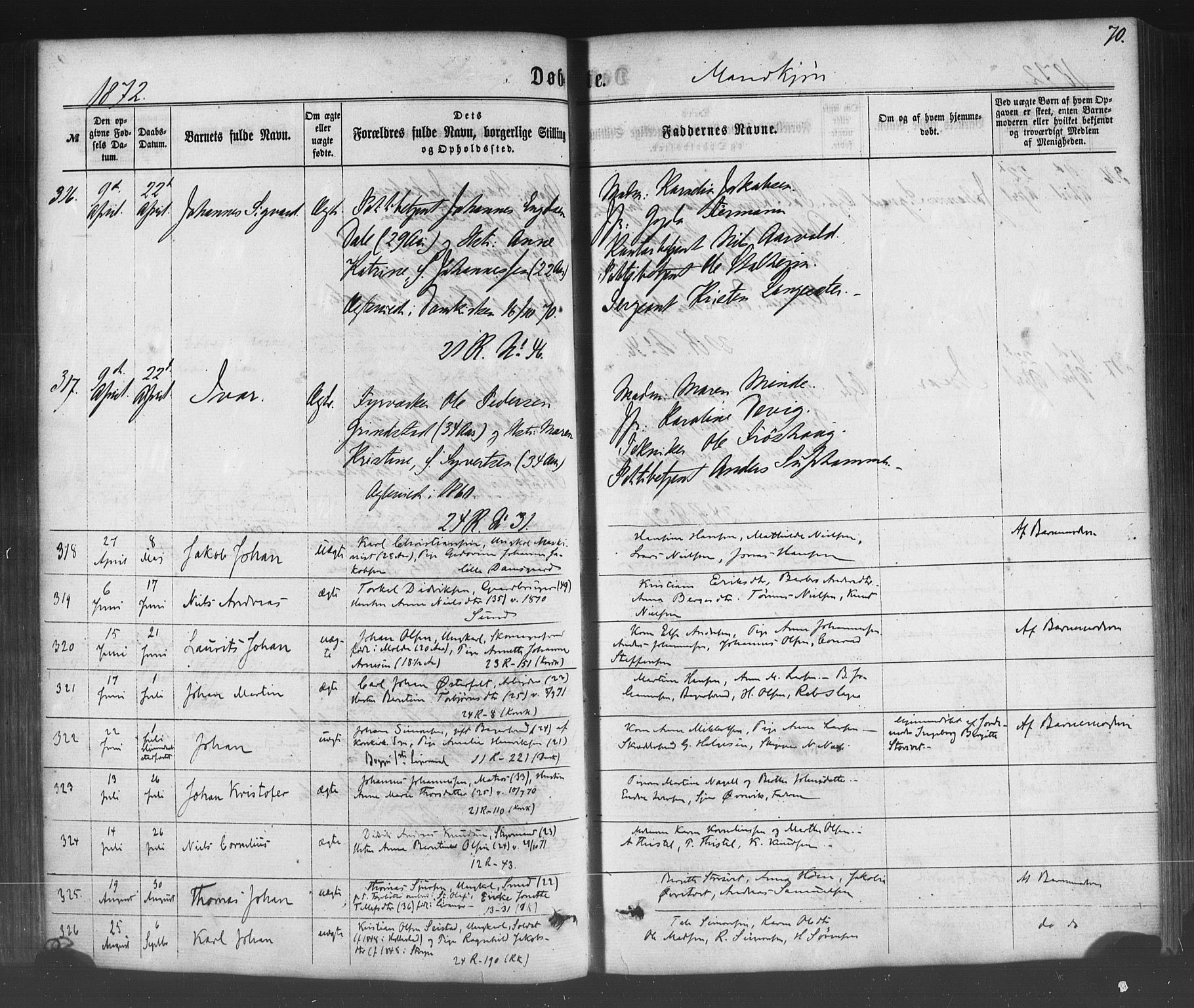 Fødselsstiftelsens sokneprestembete*, SAB/-: Parish register (official) no. A 1, 1863-1883, p. 70