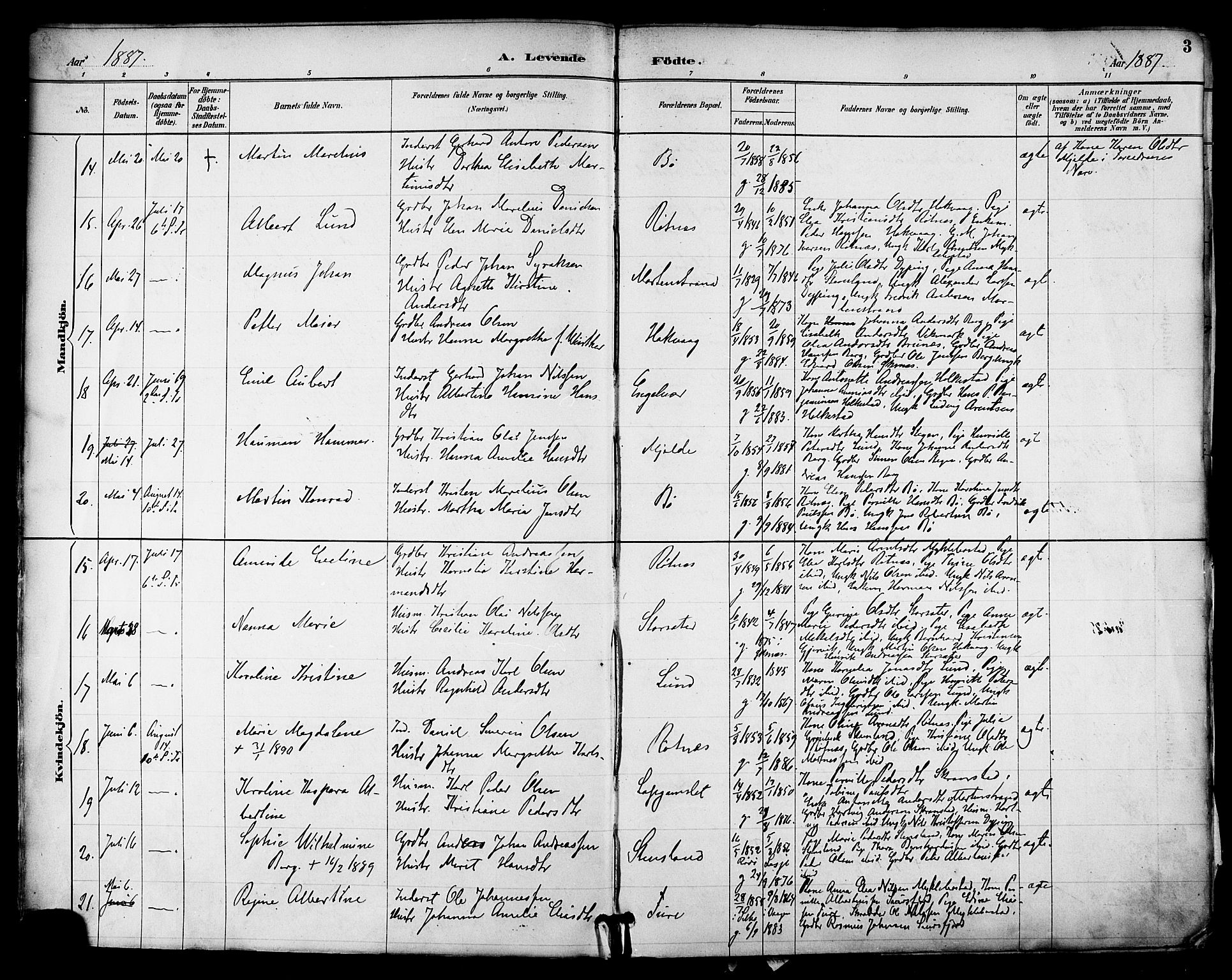 Ministerialprotokoller, klokkerbøker og fødselsregistre - Nordland, AV/SAT-A-1459/855/L0803: Parish register (official) no. 855A11, 1887-1905, p. 3