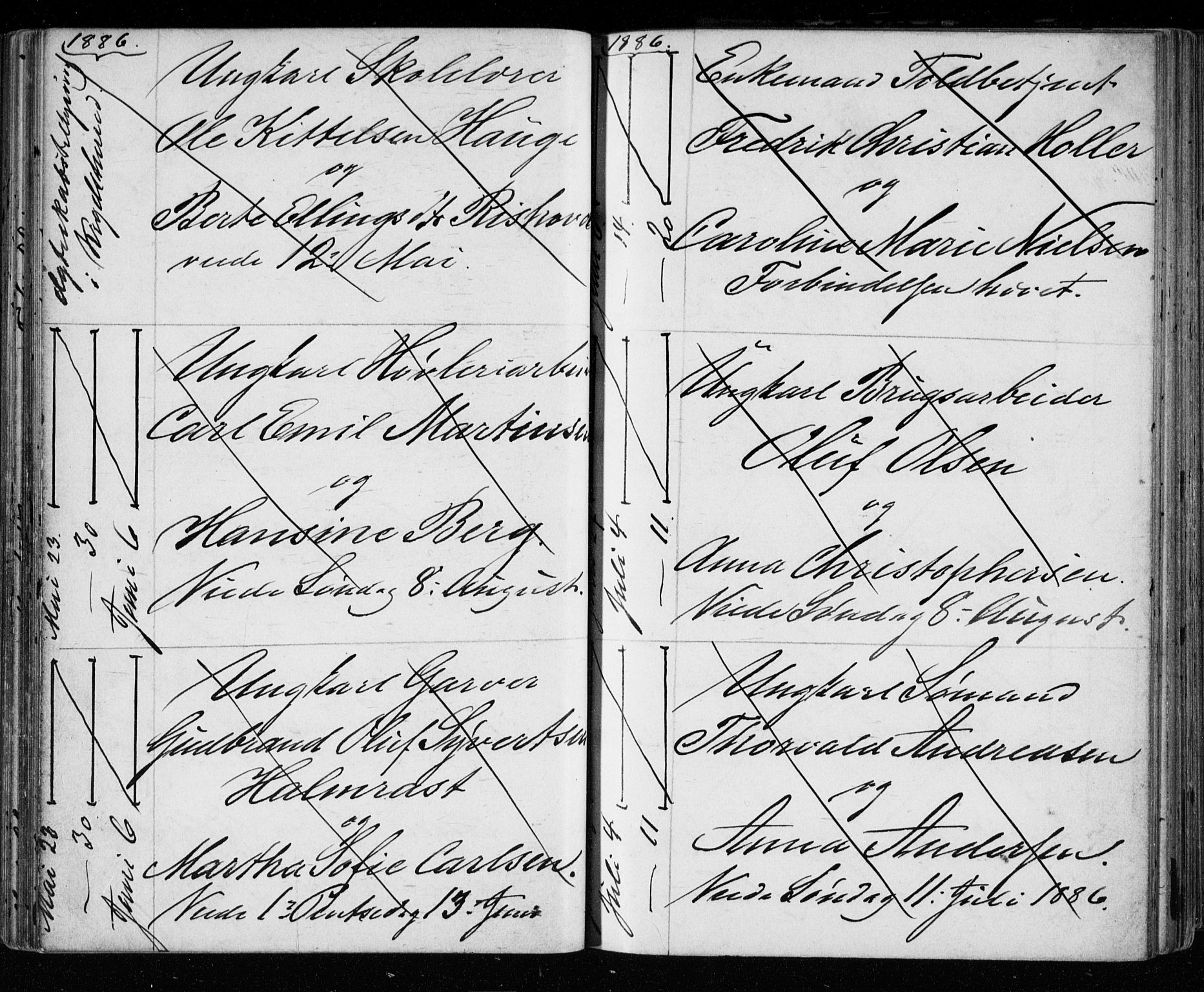 Bragernes kirkebøker, SAKO/A-6/H/Ha/L0006: Banns register no. 6, 1873-1896