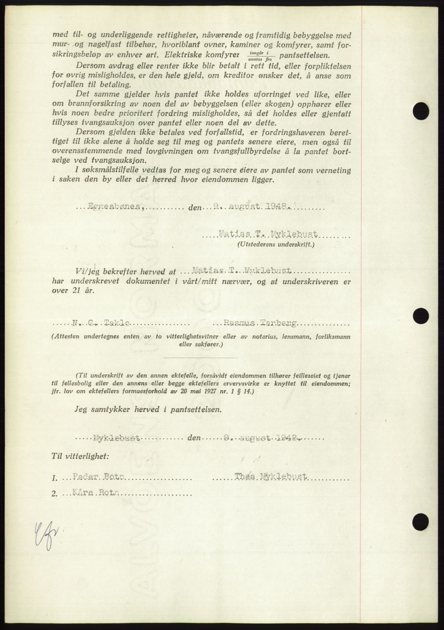 Søre Sunnmøre sorenskriveri, AV/SAT-A-4122/1/2/2C/L0116: Mortgage book no. 4B, 1948-1949, Diary no: : 1068/1948