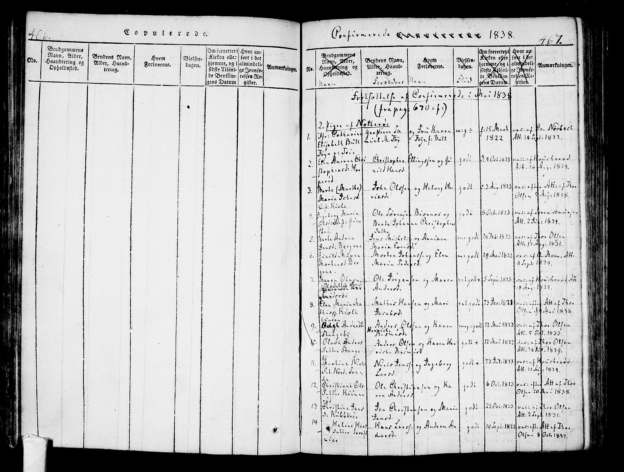 Nøtterøy kirkebøker, SAKO/A-354/F/Fa/L0004: Parish register (official) no. I 4, 1814-1838, p. 466-467