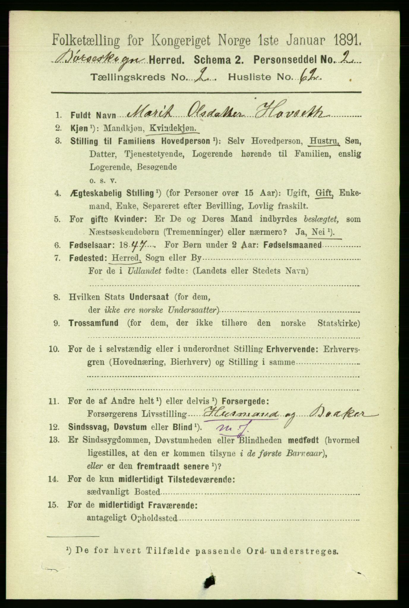 RA, 1891 census for 1657 Børseskogn, 1891, p. 1275