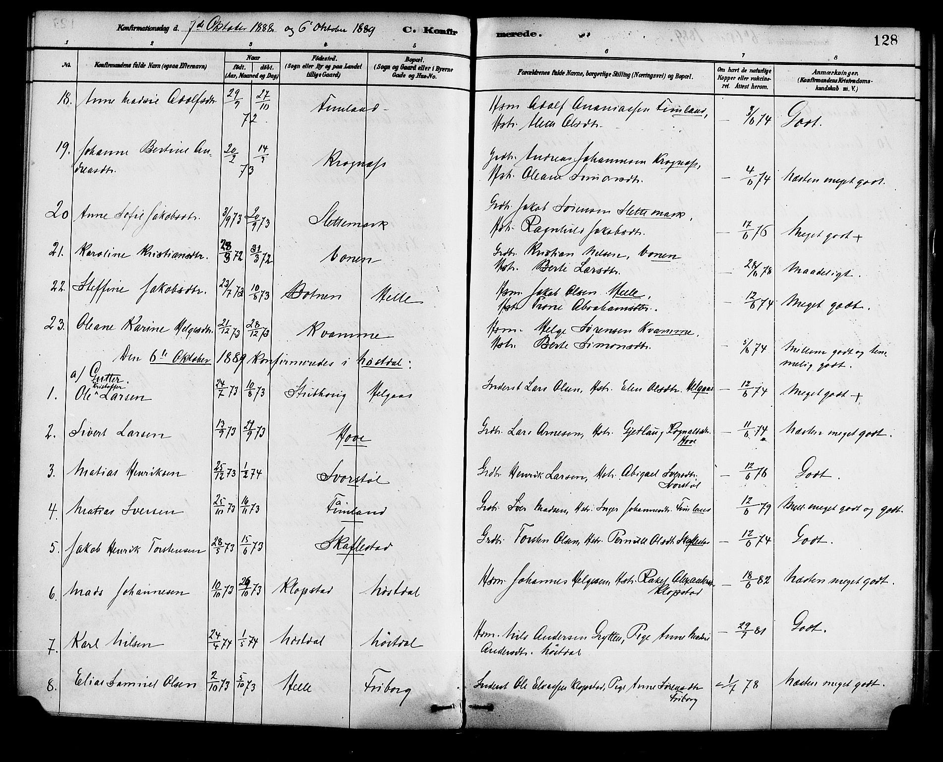 Førde sokneprestembete, SAB/A-79901/H/Haa/Haad/L0001: Parish register (official) no. D 1, 1881-1898, p. 128