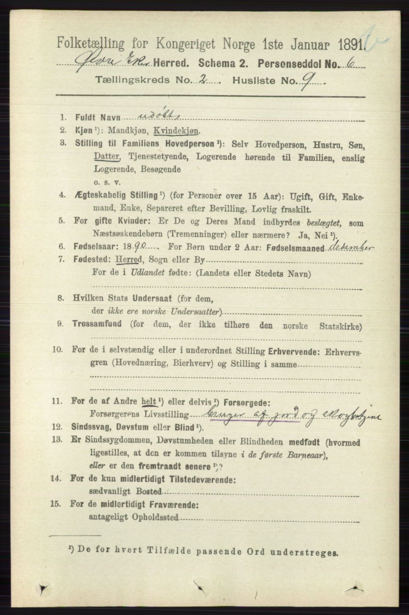 RA, 1891 census for 0624 Øvre Eiker, 1891, p. 8525