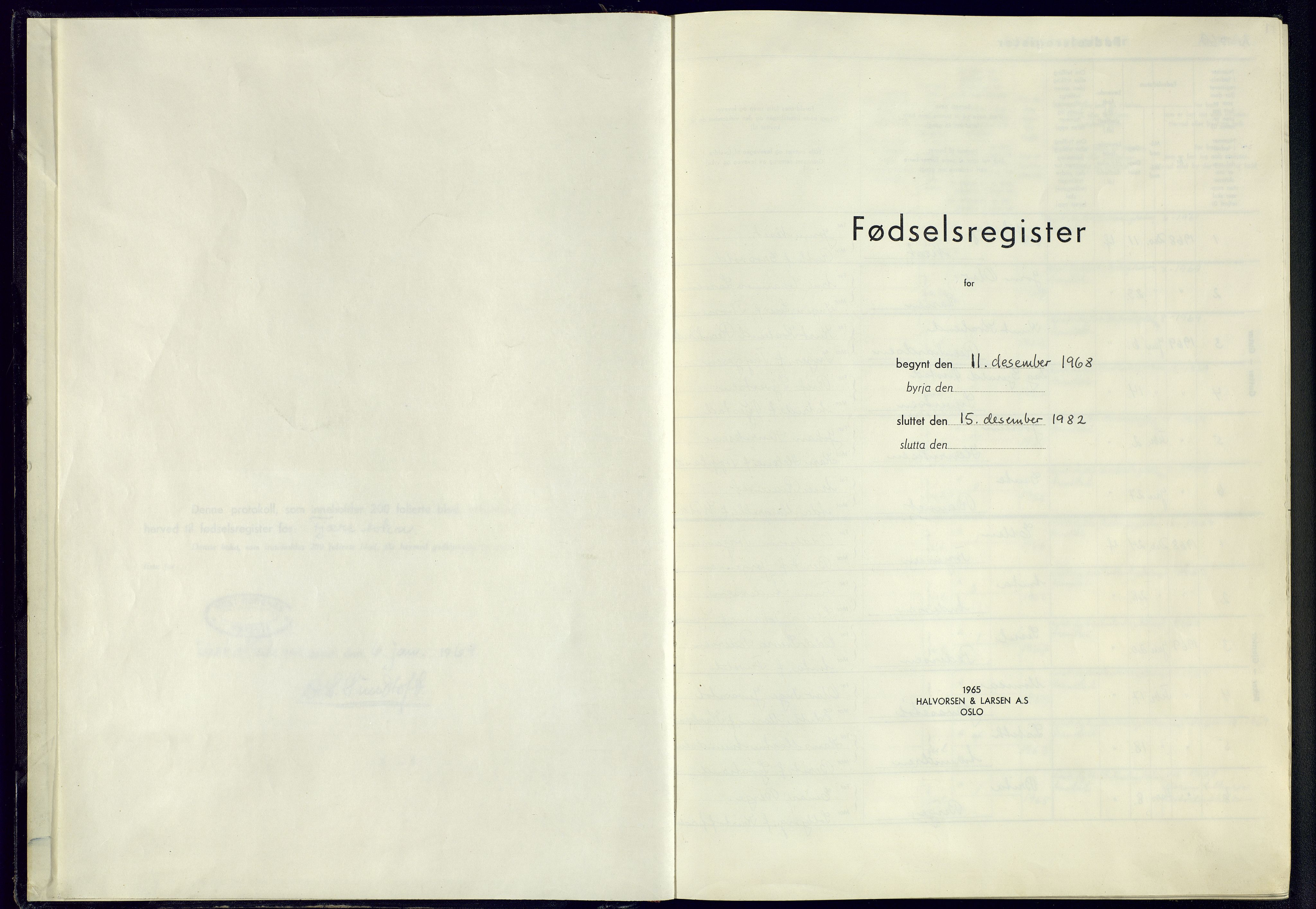 Fjære sokneprestkontor, SAK/1111-0011/J/Jb/L0003: Birth register no. 3, 1968-1982