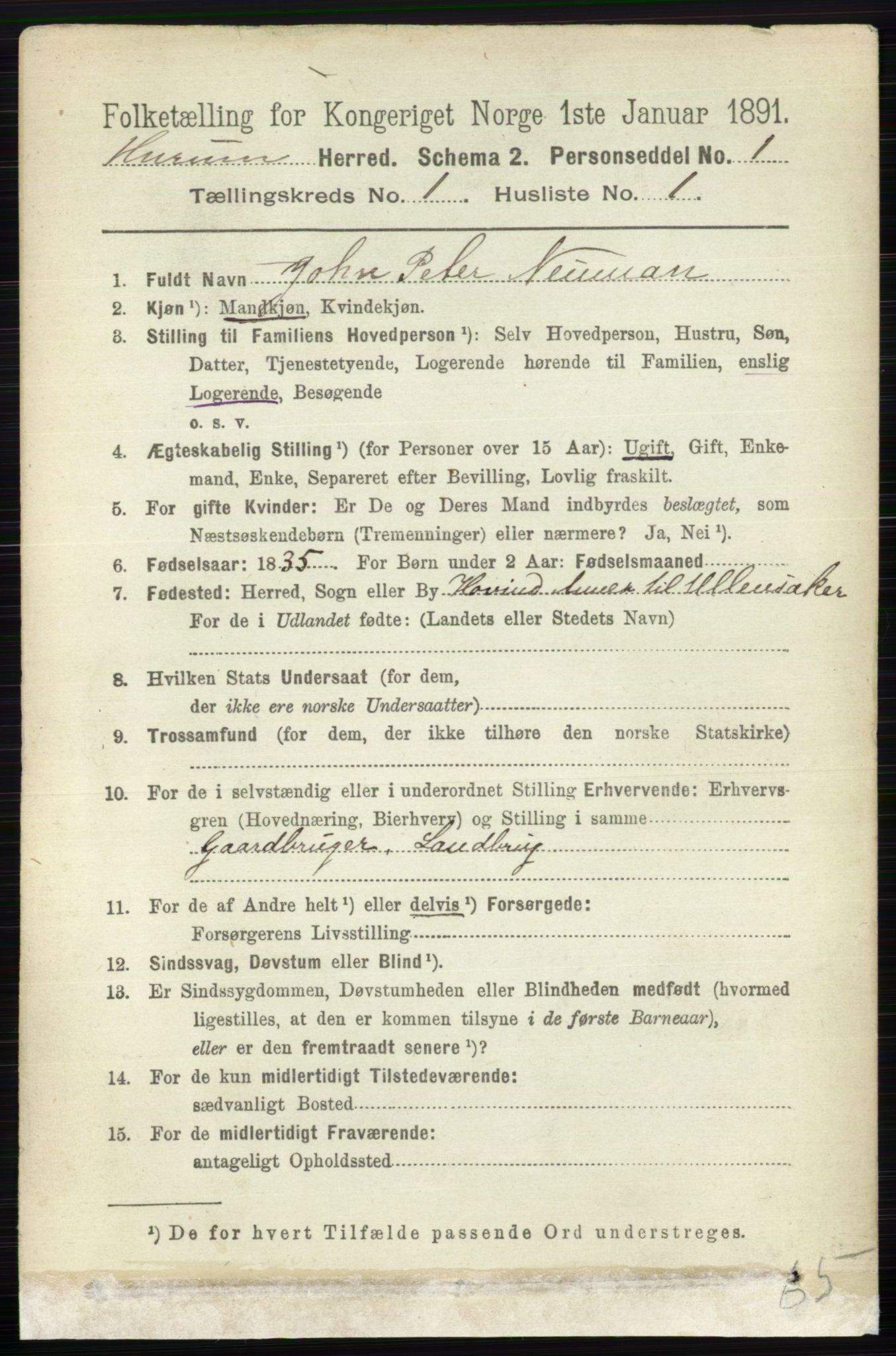 RA, 1891 census for 0628 Hurum, 1891, p. 86