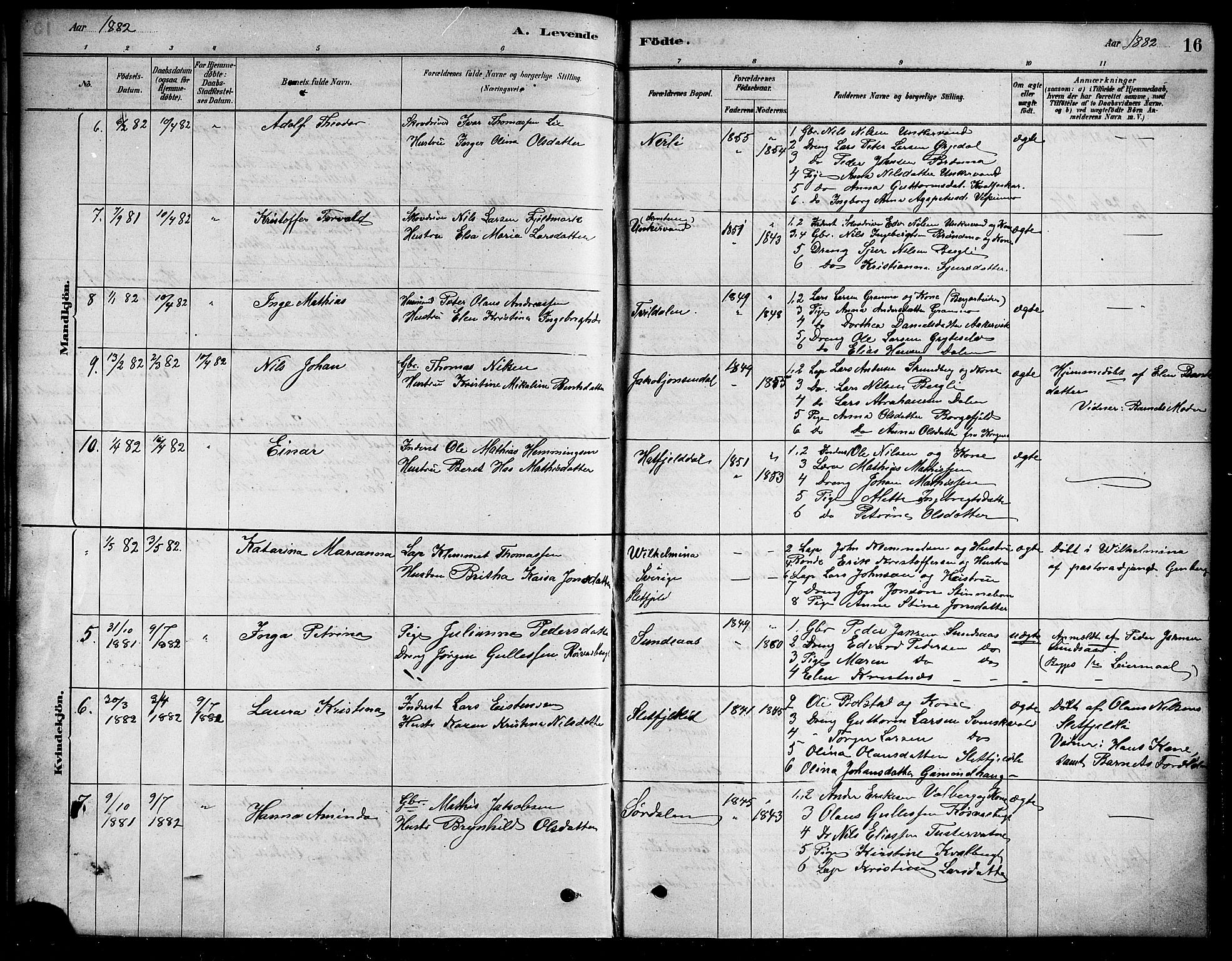 Ministerialprotokoller, klokkerbøker og fødselsregistre - Nordland, AV/SAT-A-1459/823/L0330: Parish register (copy) no. 823C02, 1879-1916, p. 16