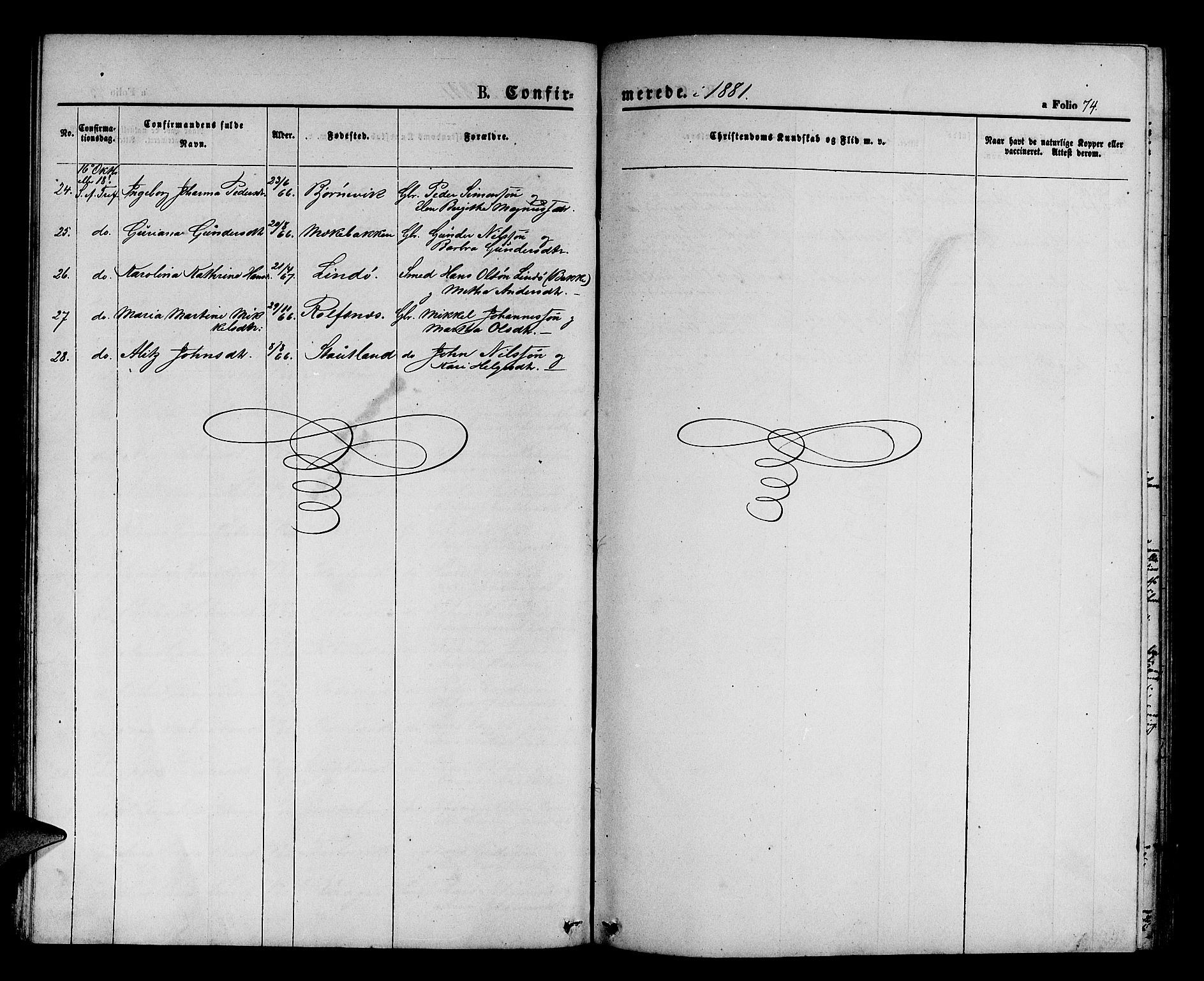 Finnås sokneprestembete, AV/SAB-A-99925/H/Ha/Hab/Habb/L0002: Parish register (copy) no. B 2, 1871-1881, p. 74