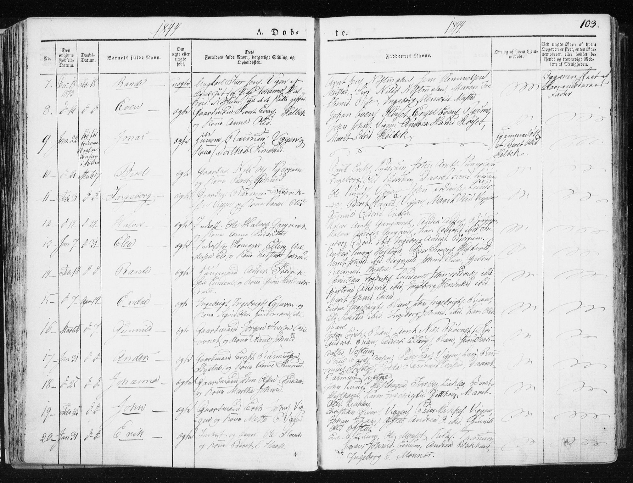 Ministerialprotokoller, klokkerbøker og fødselsregistre - Sør-Trøndelag, SAT/A-1456/665/L0771: Parish register (official) no. 665A06, 1830-1856, p. 103